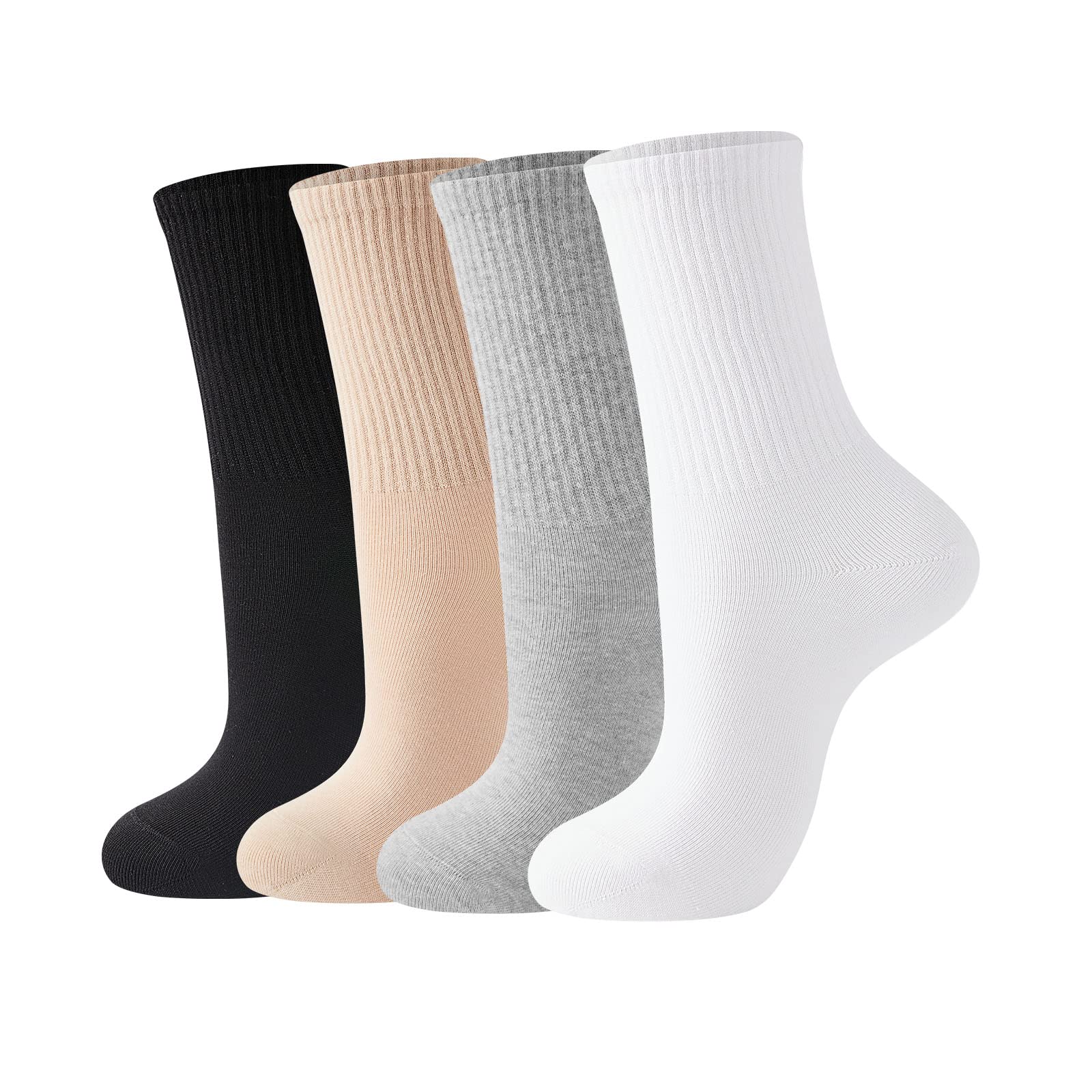 4/6/8 Pairs Women's Cotton Crew Socks - 95% Soft Breathable Knit Socks for Boots & Casual Wear, Multicolor Fashion Socks for Everyday Comfort & Style