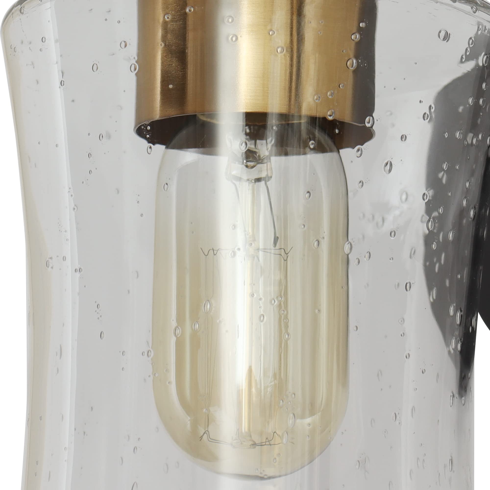 ZEVNI Modern Farmhouse Wall Sconces - Black & Gold 1-Light Vanity Lighting with Seeded Glass Shade | Perfect for Bedroom, Bathroom, Hallway & Entryway Decor