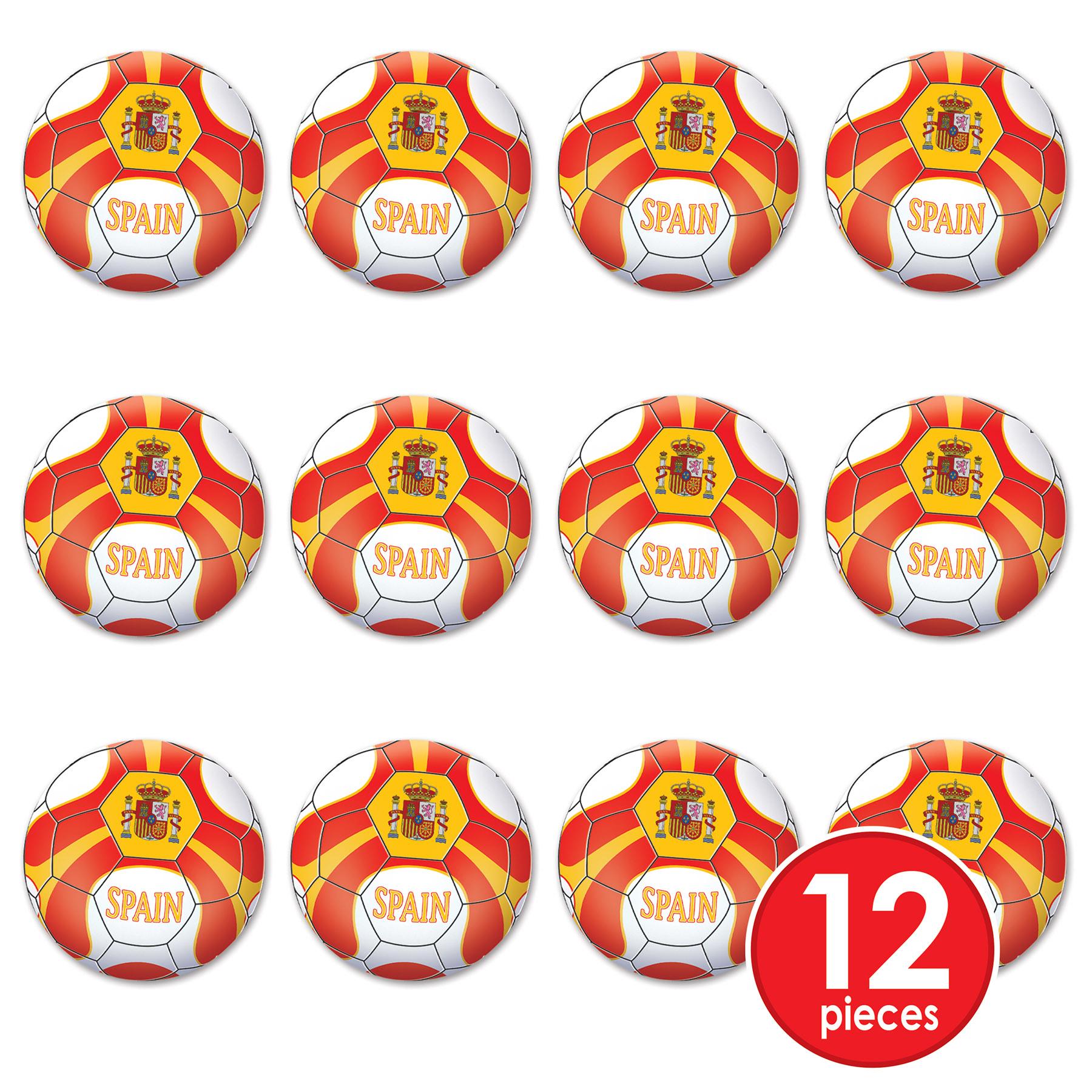 12-Piece Beistle Soccer Party Peel 'N Place Clings - Spain Team Decorations for Birthday, Game Day & Sports Themed Events