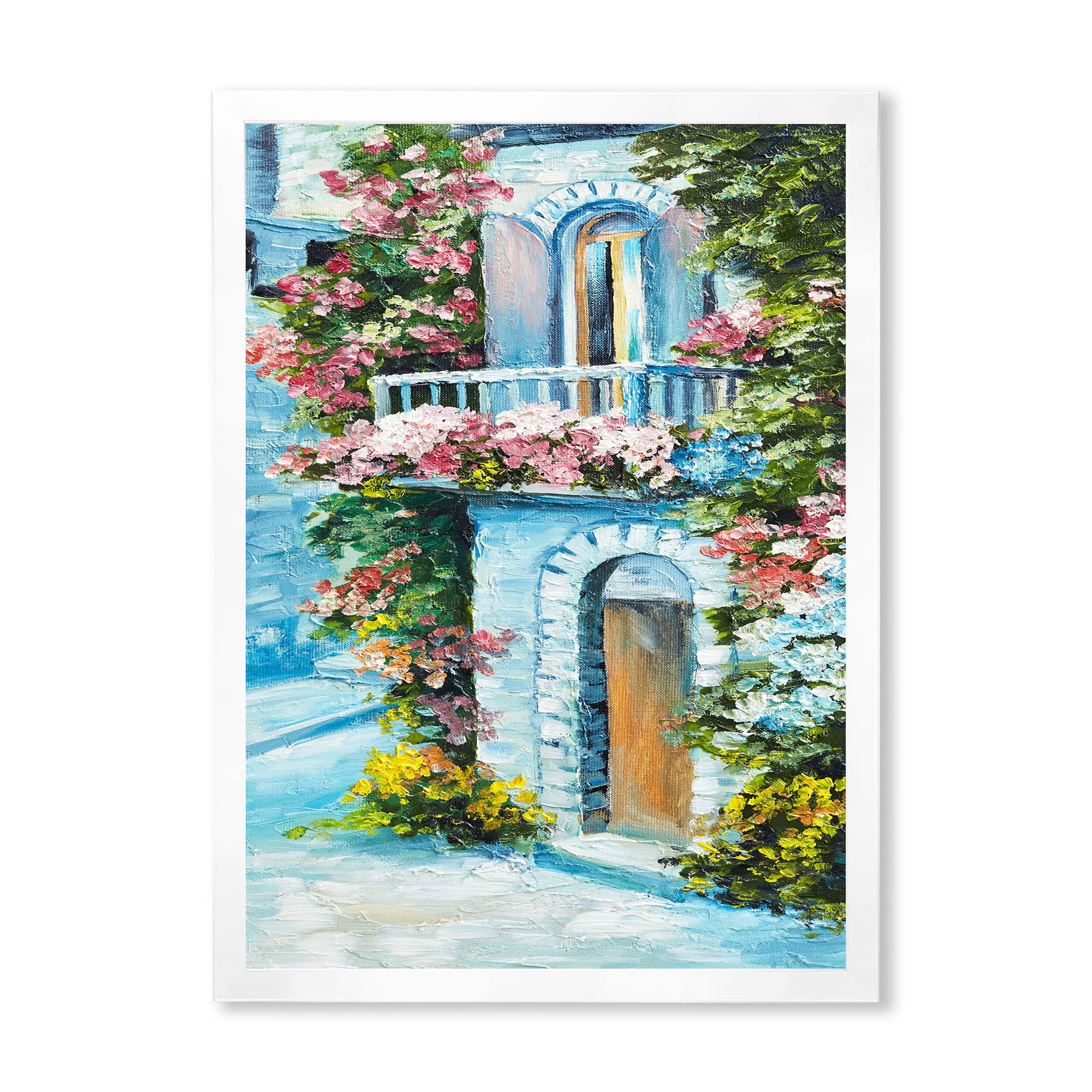 DesignQ Coastal Floral Framed Wall Art - Traditional Home Decor for Living Room, Bedroom & Office