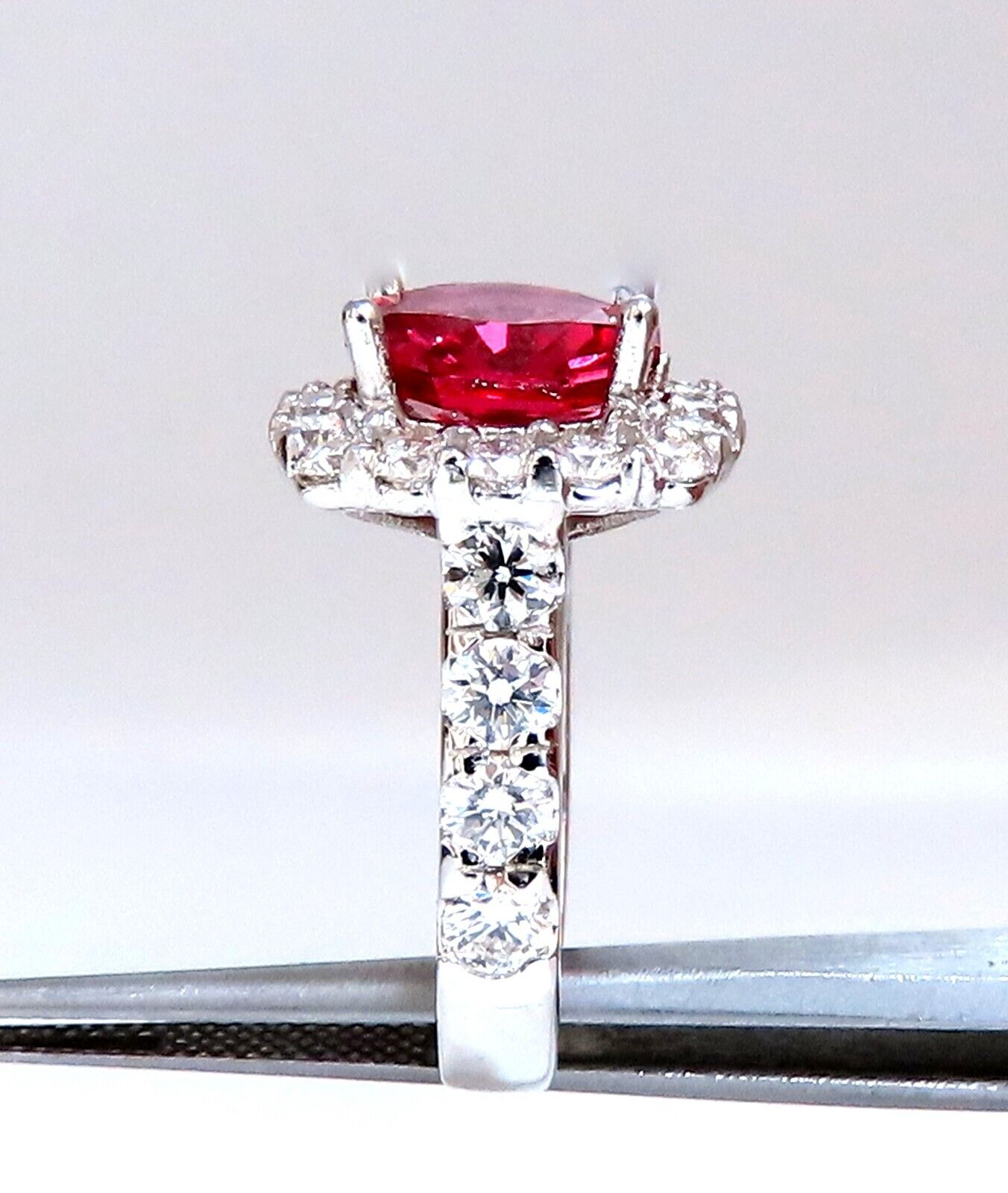 GIA Certified Natural No Heat Spinel 3.86ct Diamond Cluster Ring 14K White Gold - Elegant Engagement & Wedding Jewelry for Women