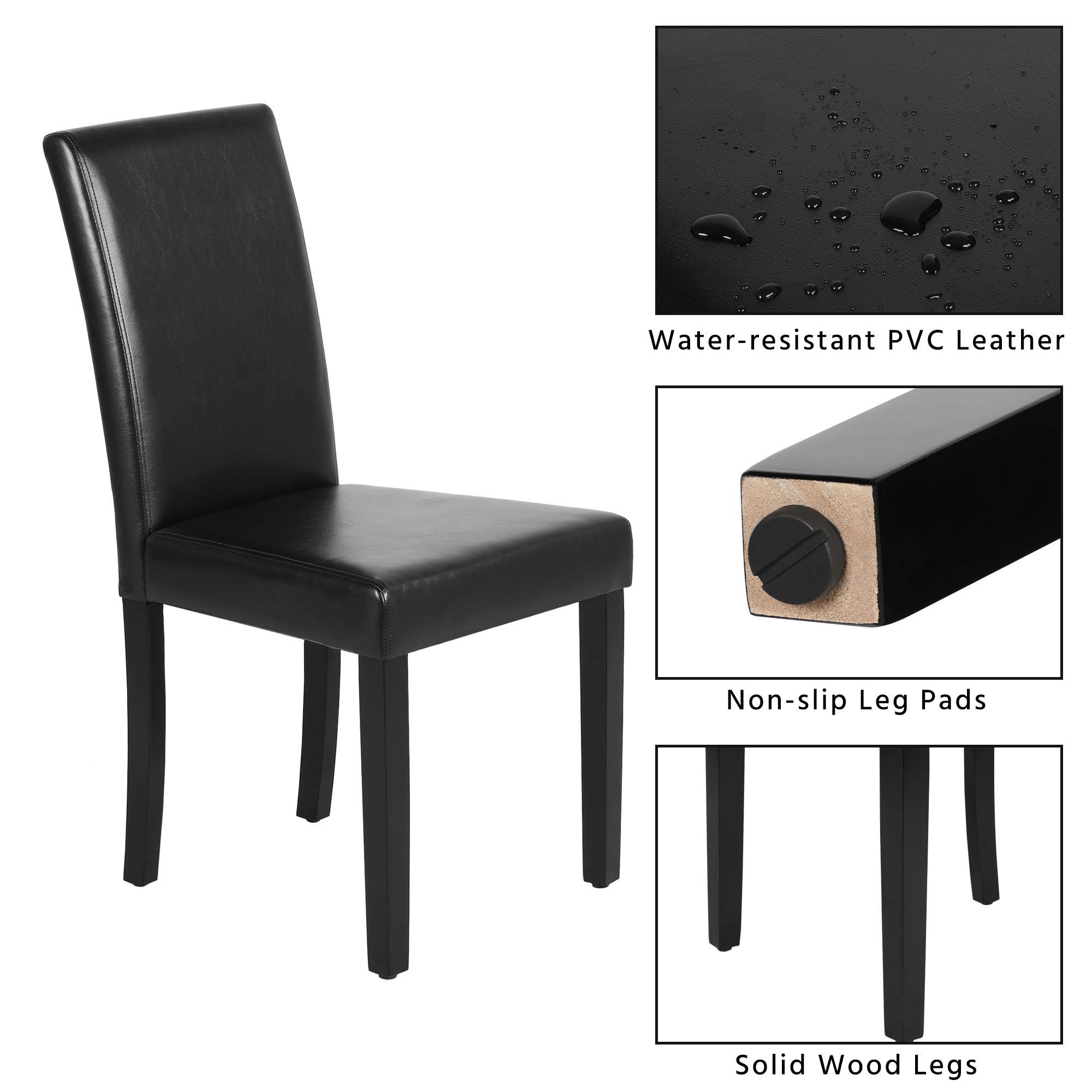 Topeakmart 4-Piece Solid Wood Dining Chairs Set - Black Modern Kitchen & Living Room Chairs for Home, Restaurant, and Office Use