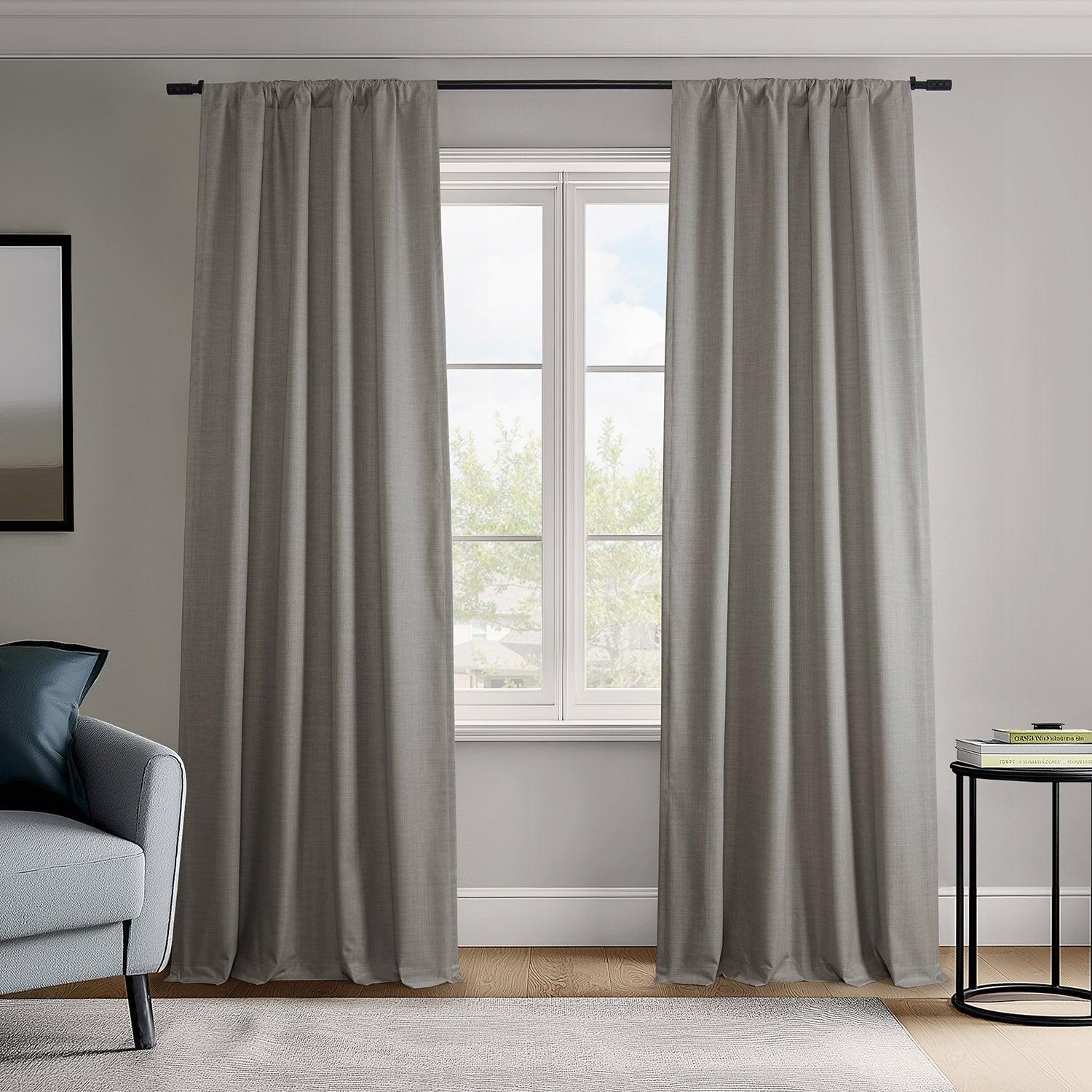 Light Steel Grey Vienna Basic Linen Blackout Curtains - 2 Panels Set for Bedroom & Living Room - Noise Reducing & Energy Efficient Window Treatments