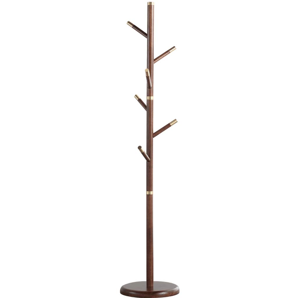 Nordic Style Coat Rack with Hooks - Wooden Hat & Handbag Storage Stand for Bedroom, Foyer, or Entryway - Space Saving Organizer (Brown) - Perfect for Small Apartments & Modern Home Decor