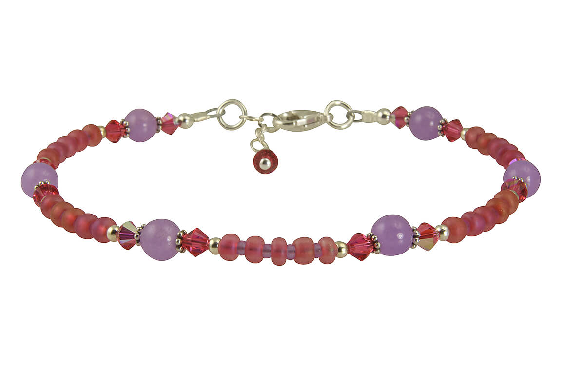 Natural Coral Lavender Jade Gemstone Anklet Bracelet - Elegant Handmade Adjustable Ankle Jewelry for Women, Boho Chic Beachwear & Summer Festival Accessories