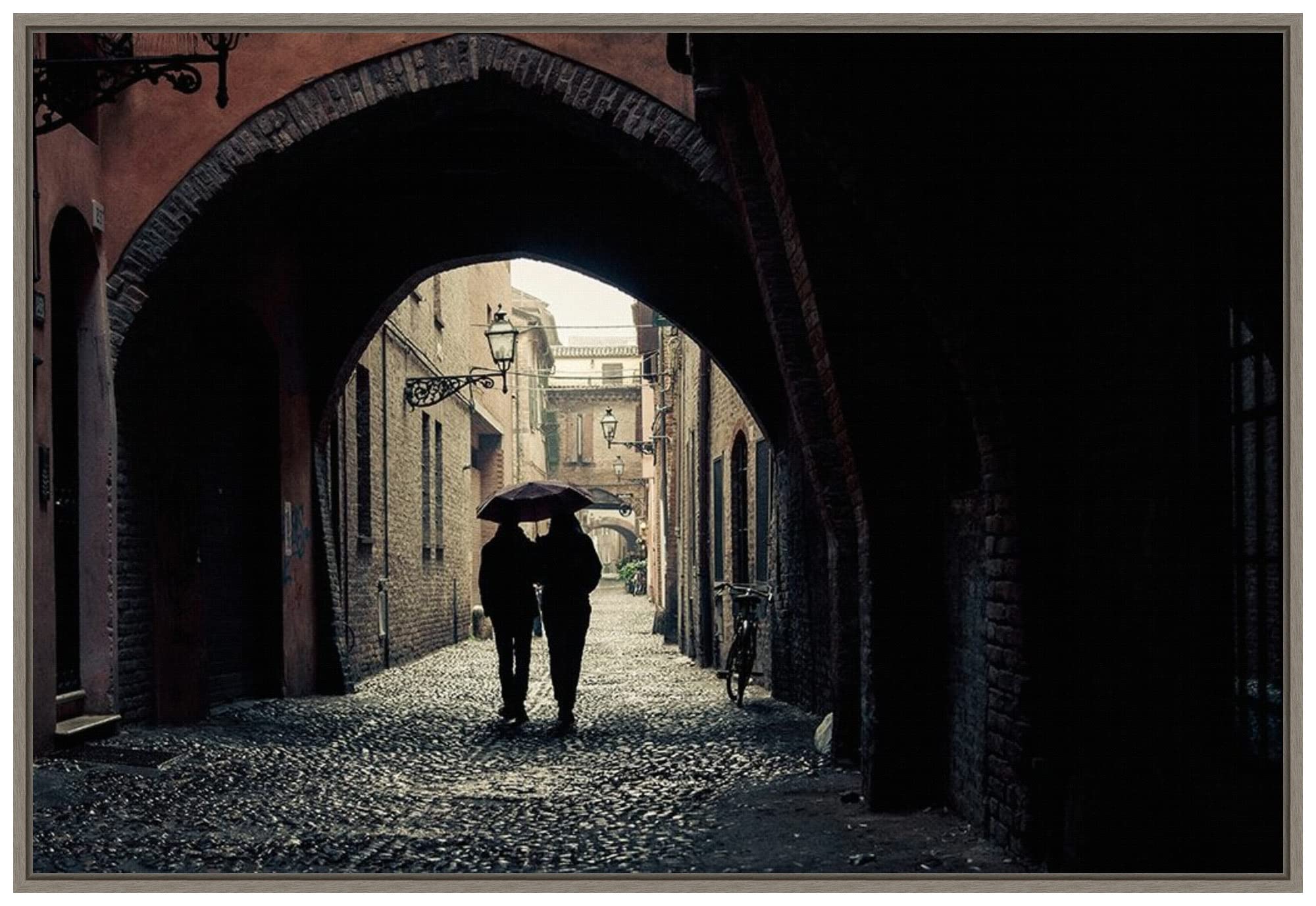 Amanti Art Framed Canvas Wall Art 23x33 - 'Lullaby' by Stefano Corso, Cityscape Painting in Rustic Country Style, Large Framed Poster for Living Room, Bedroom, Office Decor | Perfect for Home, Apartment & Vacation House Wall Decor