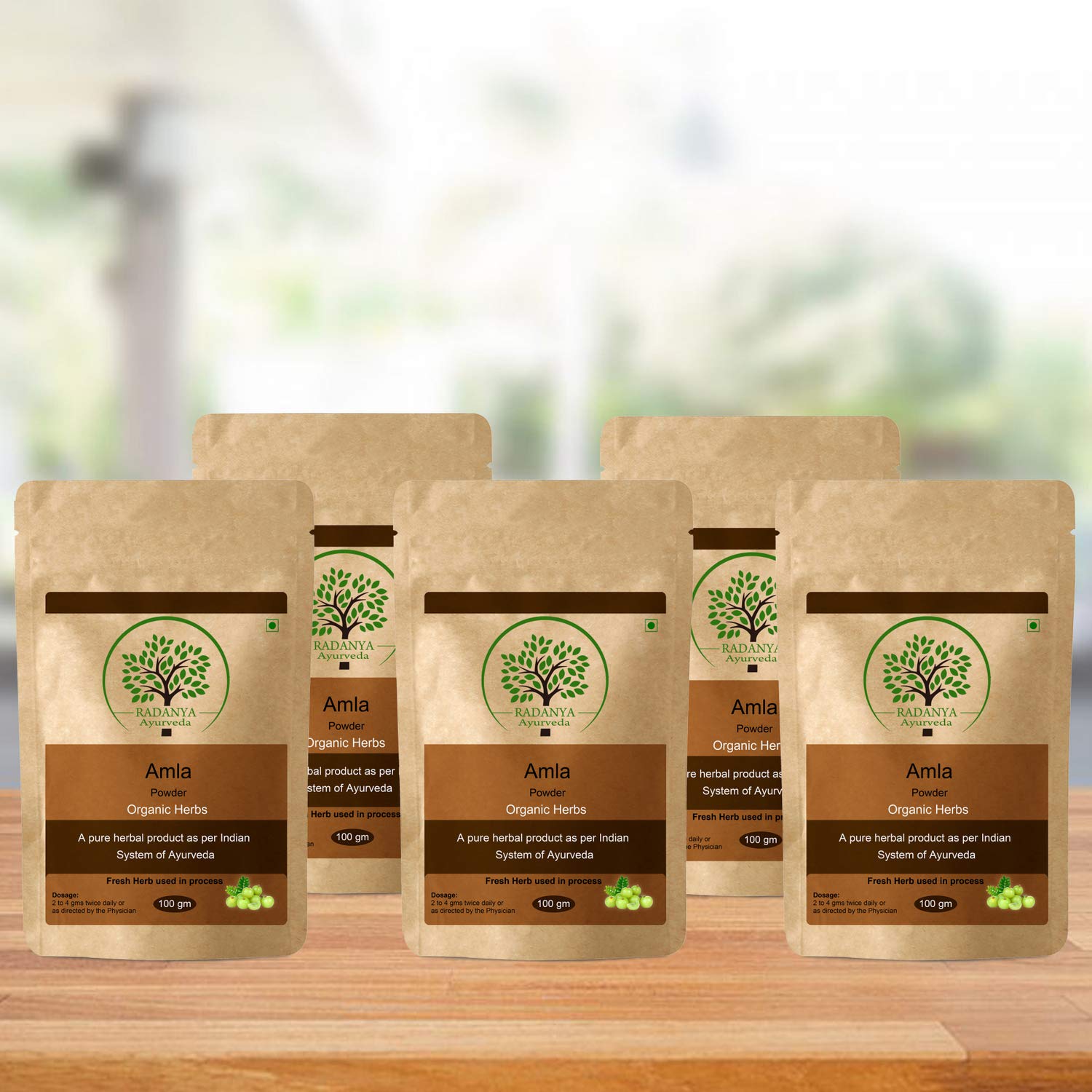 Organic Amla Powder 100g - Pure Indian Gooseberry Herbal Supplement for Hair, Skin & Immunity - Pack of 5 | Vegan, Gluten-Free Superfood for Smoothies, Tea & Ayurvedic Recipes