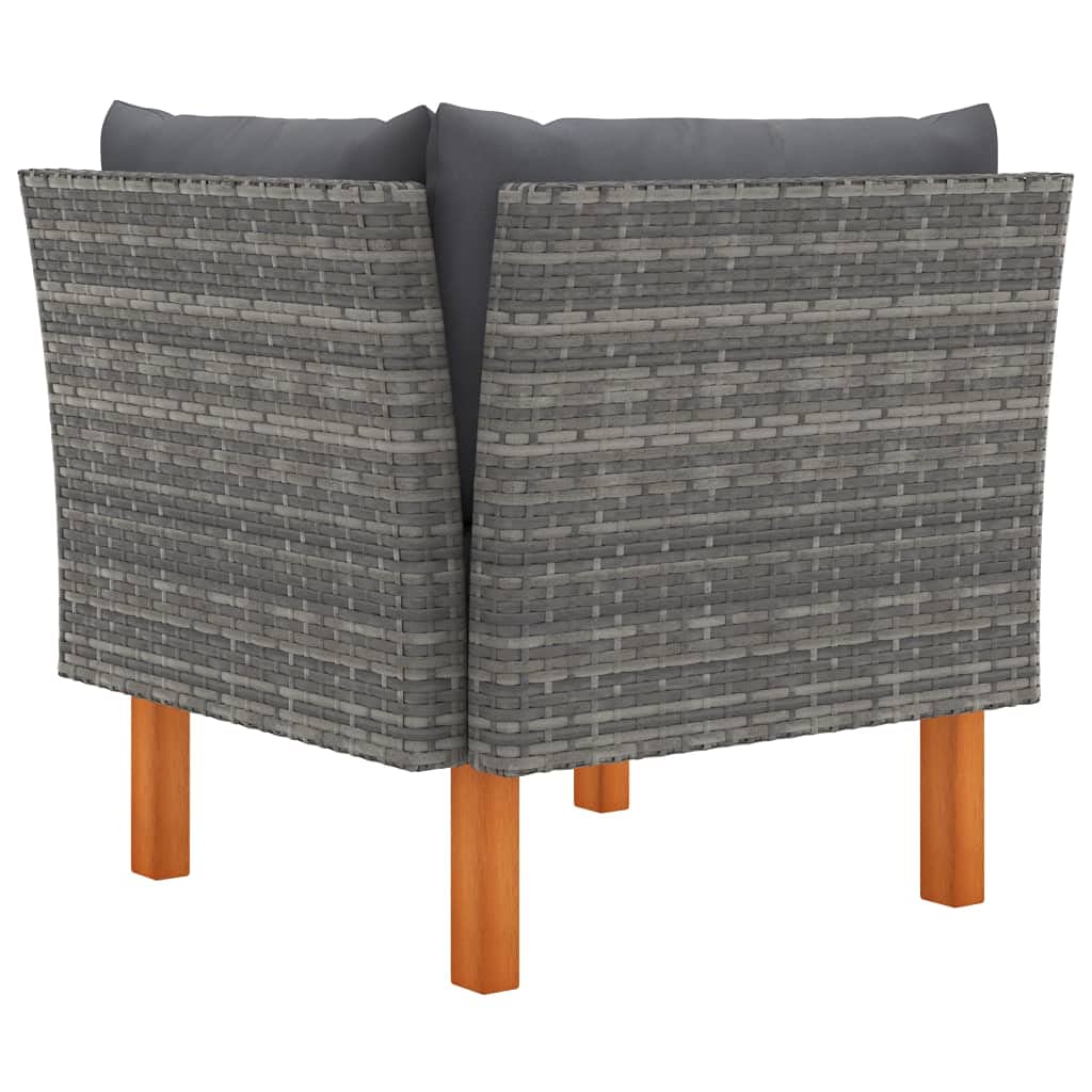 Premium 3-Piece Outdoor Wicker Sofa Set - All-Weather Poly Rattan Furniture with Solid Eucalyptus Wood Legs for Patio, Garden, Backyard & Balcony | Durable Lounge Seating for Relaxing & Entertaining Guests