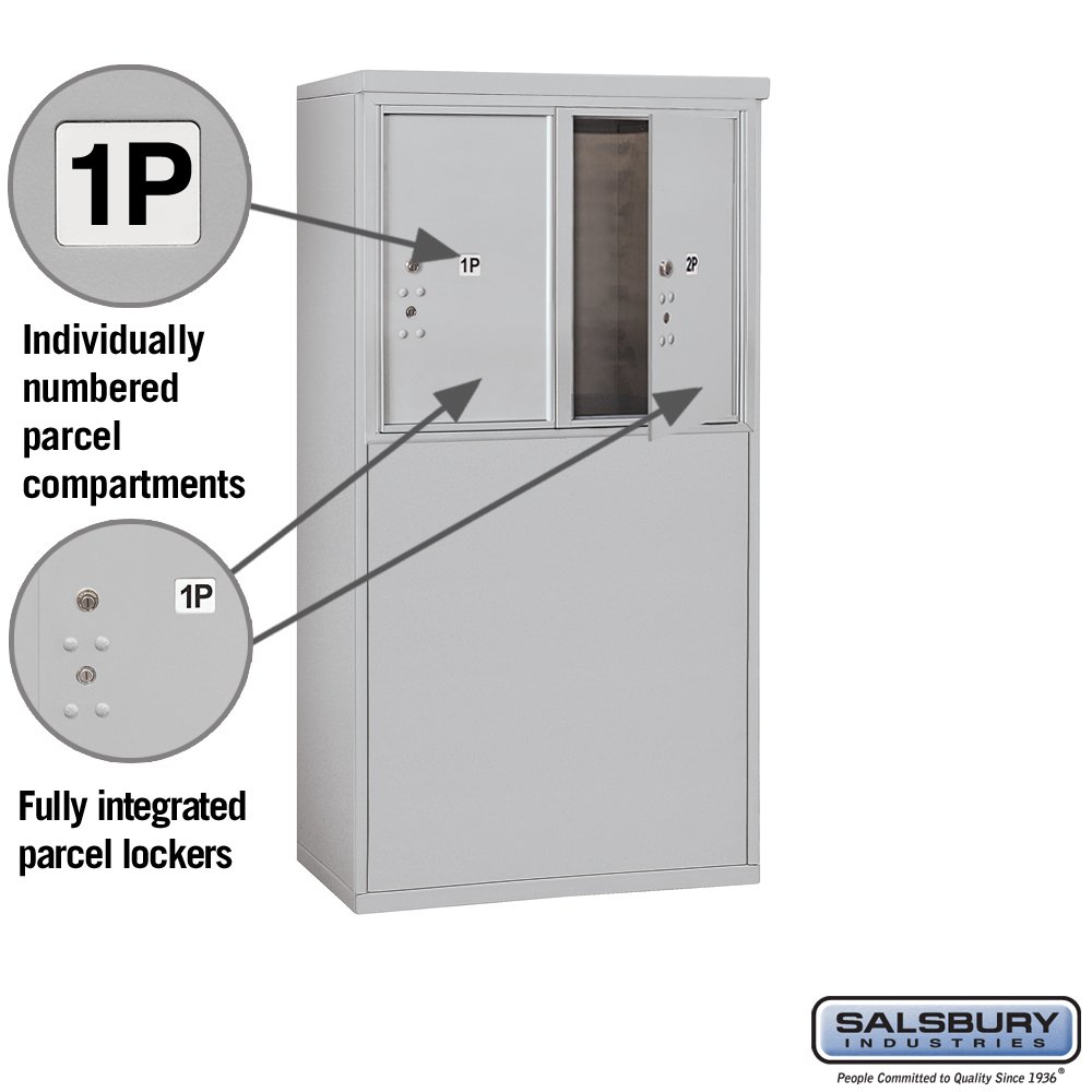 Salsbury Industries 3906D-2PAFU Free Standing Horizontal 4C Mailbox - Durable Aluminum Mailbox for Home & Business - Perfect for Residential Driveways, Office Buildings & Commercial Properties