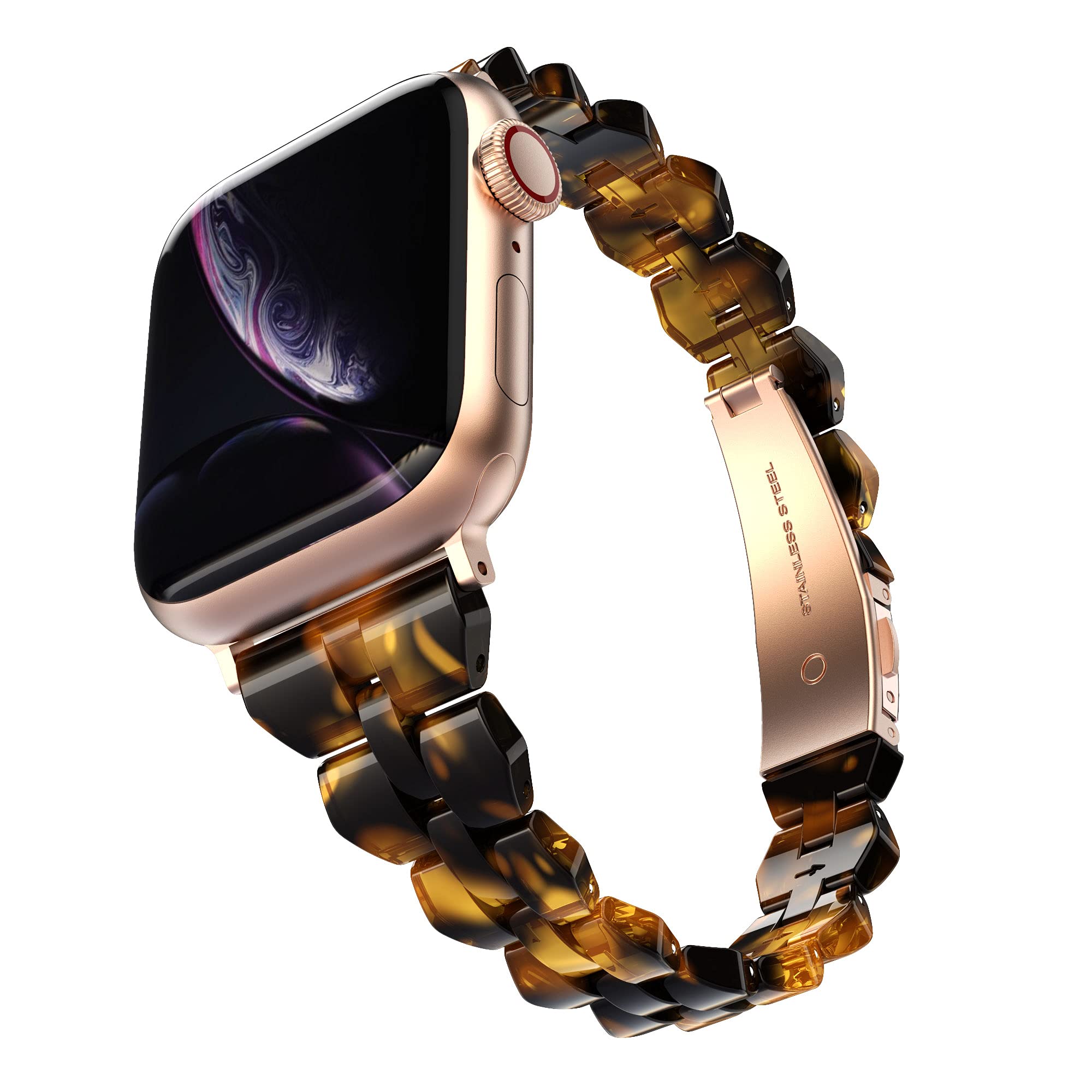 BaiHui Slim Resin Apple Watch Bands Compatible with Series 8/7/6/SE/5/4/3/2/1 - 38mm 40mm 41mm 42mm 44mm 45mm - Lightweight Fashion Wrist Strap for Women - Perfect for Workouts, Office & Everyday Wear