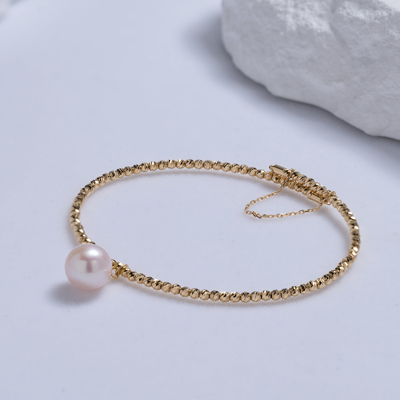 18K Solid Gold Freshwater Pearl Bracelet for Women - Elegant & Dainty Jewelry Gift (KB00015) | Perfect for Weddings, Anniversaries & Special Occasions