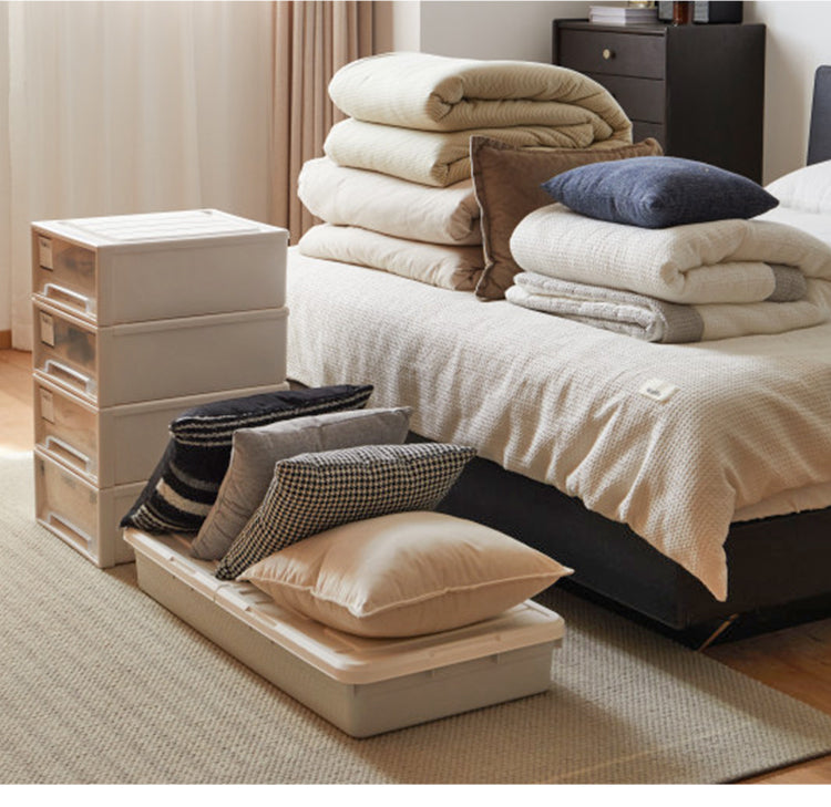 Solid Oak Wood Floating Platform Bed with LED Lights - Modern Smoky Finish for Bedroom, Guest Room, or Studio Apartment