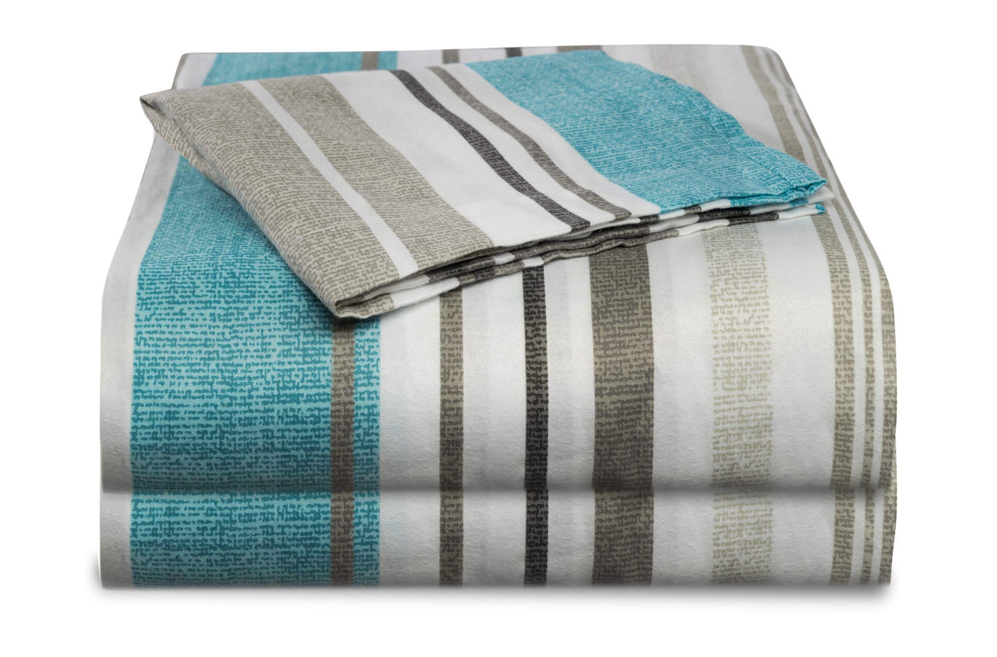 XLNT Twin Size Bedding Set - 6 Piece Duvet Cover, Comforter Cover, Bed Sheet & Pillowcases - Soft Cotton Blend, Machine Washable - Riptide Boston Blue Design - Perfect for Kids' Rooms, Guest Beds & Dorm Essentials