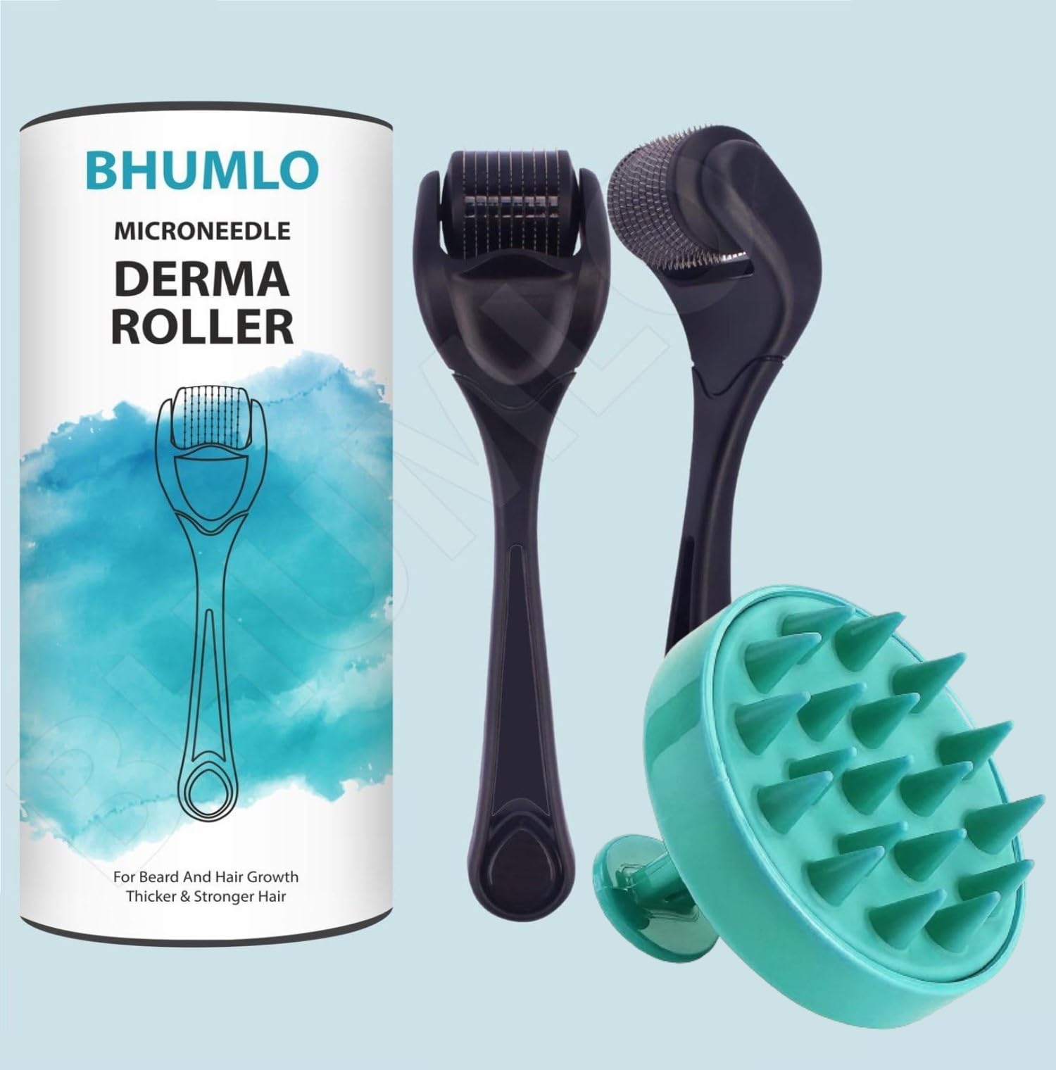 BHUMLO 540 Titanium Derma Roller for Beard Growth & Facial Skin Care - 0.25mm Microneedle Roller for Hair Regrowth, Anti-Aging & Skin Rejuvenation | Perfect for Men's Grooming, At-Home Spa Treatments & Self-Care Routine