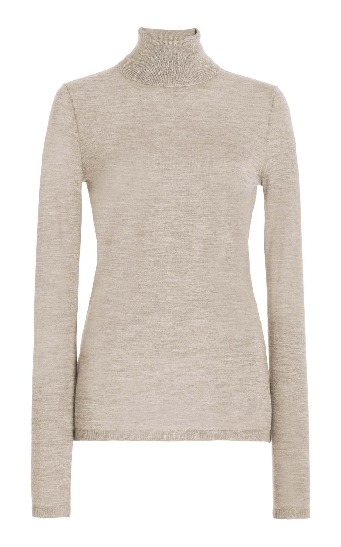 Luxury Oatmeal Cashmere Silk Costa Knit Turtleneck Sweater for Women - Soft Winter Warm Pullover - Perfect for Office, Date Night & Holiday Outfits