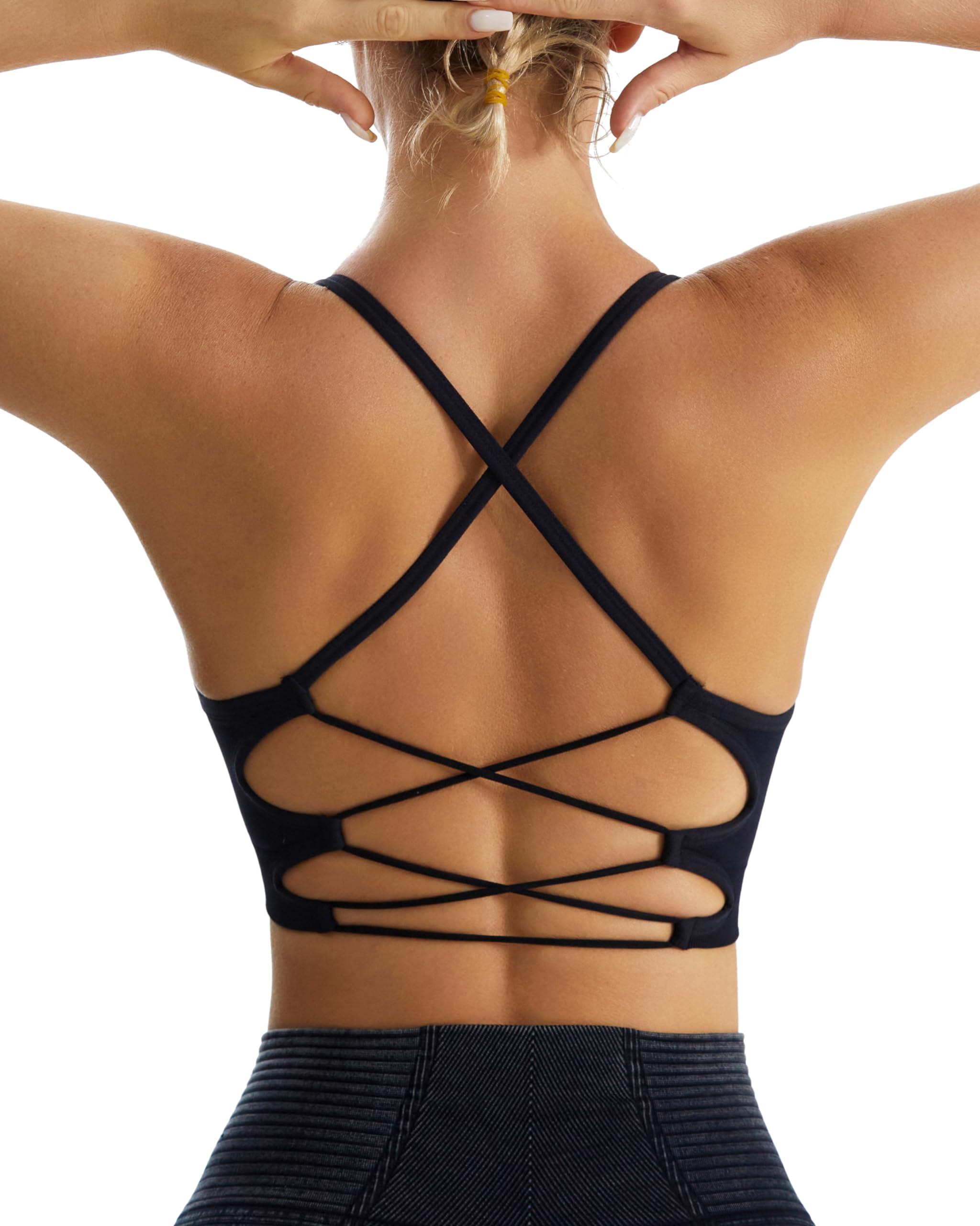 Women's Medium Support Sports Bra - Seamless Crisscross Back Design with Removable Pads | Running, Yoga & Gym Workout Activewear