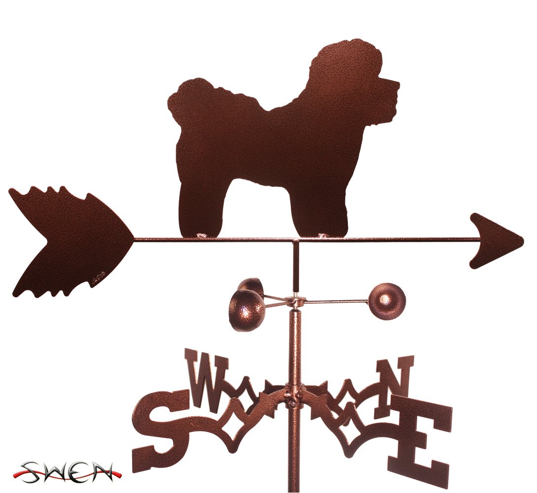 SWEN Handmade Bichon Dog Weathervane Side Mount - Rustic Garden Decor for Outdoor & Patio Use