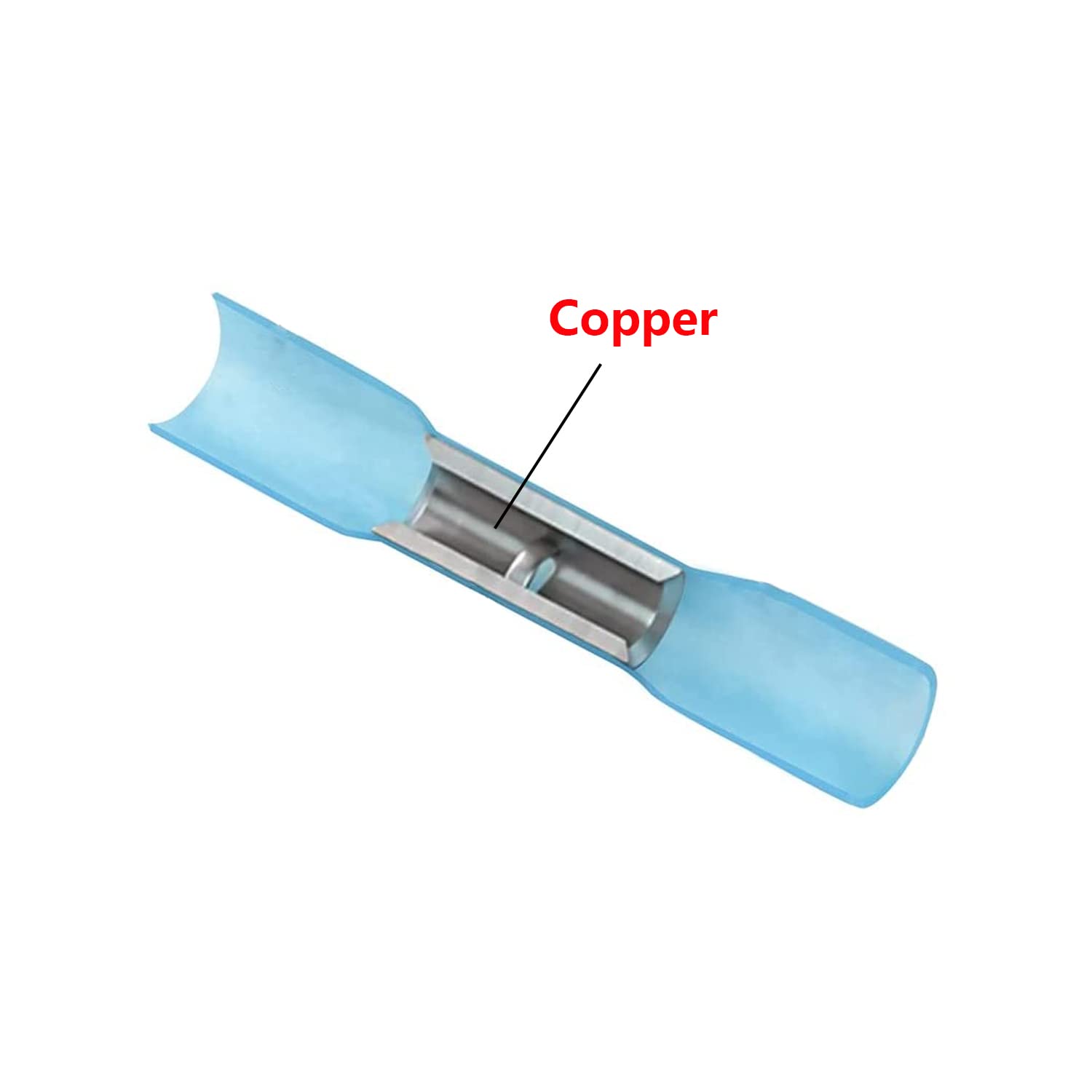 100PCS Heat Shrink Butt Connectors 16-14AWG - Waterproof Wire Connectors Terminals for Automotive & Marine - Insulated Electrical Crimp Terminals Butt Splices (Blue) - Perfect for Car Wiring, Boat Electrical & Outdoor DIY Projects