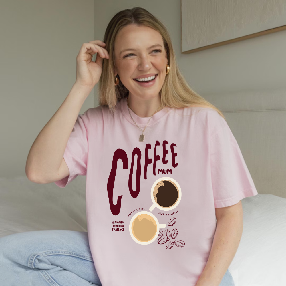 Funny Coffee Mom Graphic Oversized T-Shirt - Comfortable Cotton Tee for Women - Perfect for Casual Wear, Mother's Day Gifts & Coffee Lovers
