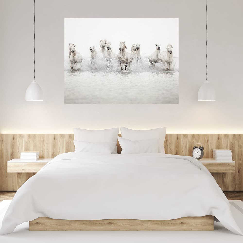 Stunning White Horses Fine Art Canvas Print by Irene Suchocki - 46x35 Inch Wall Decor for Living Room, Bedroom, Office & More - Ready to Hang - Perfect for Home, Office & Commercial Spaces