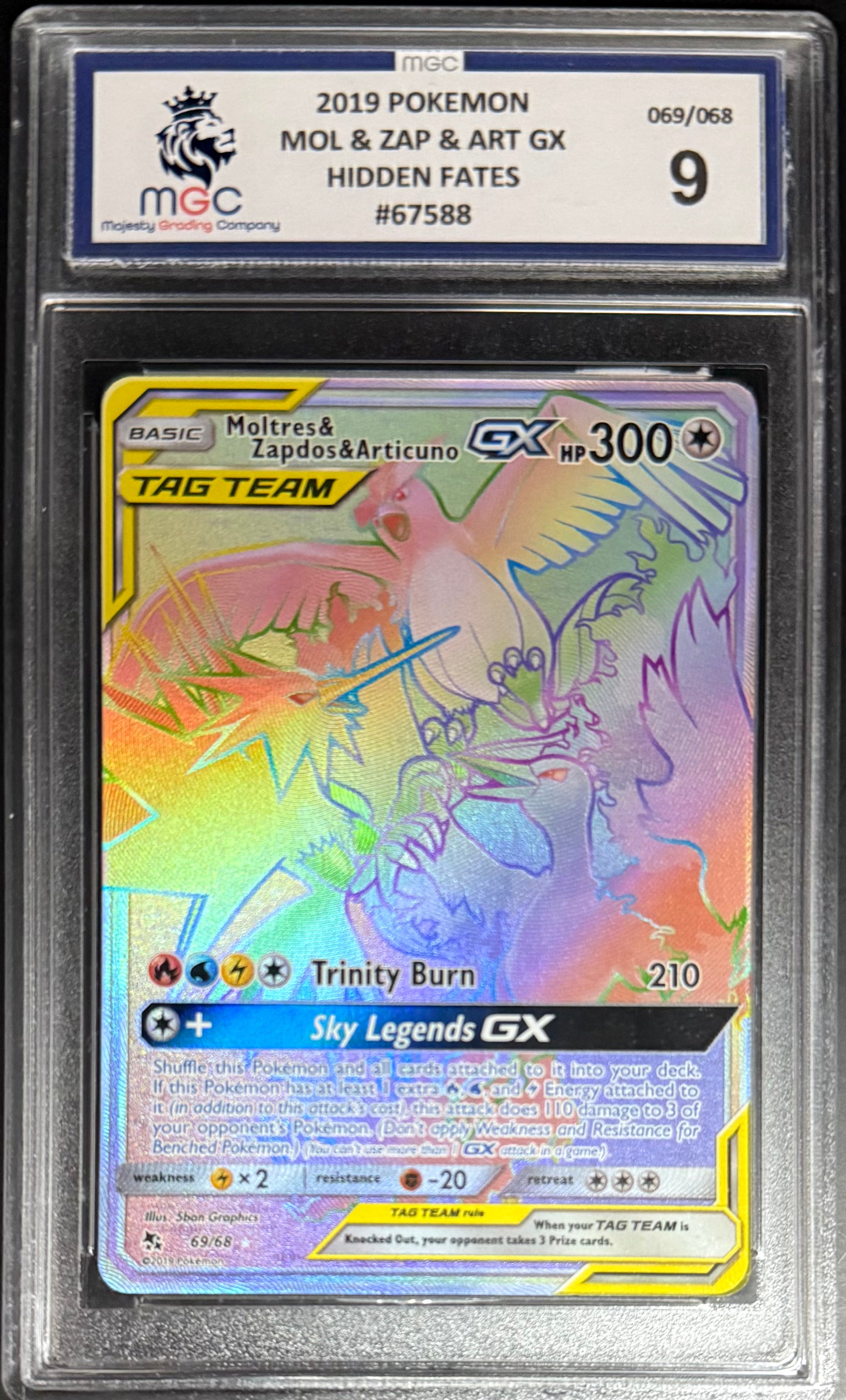 Pokémon Hidden Fates Moltres Zapdos Articuno GX 69/68 Trading Card 2019 - Collectible Card Game for Battles & Display