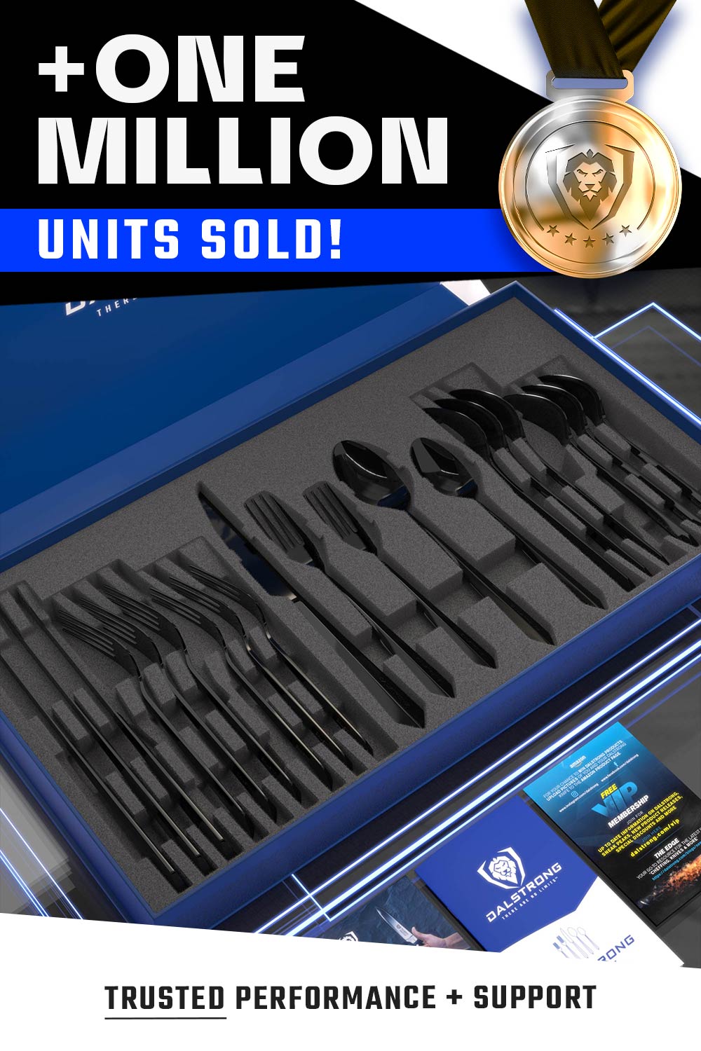 20-Piece Black Stainless Steel Flatware Cutlery Set - Service for 4 - Dishwasher Safe - Elegant Dinnerware for Home, Restaurant & Gifting - Dalstrong ©