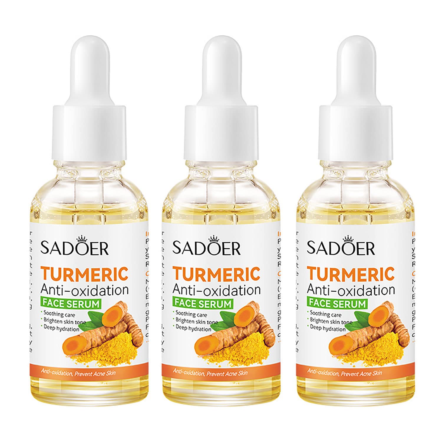 Organic Turmeric Face Serum for Dark Spots & Wrinkles - Brightening Antioxidant Treatment with Turmeric Oil - Skin Repair & Even Tone Serum (3 Pack) - Perfect for Night Routine & Anti-Aging Skincare