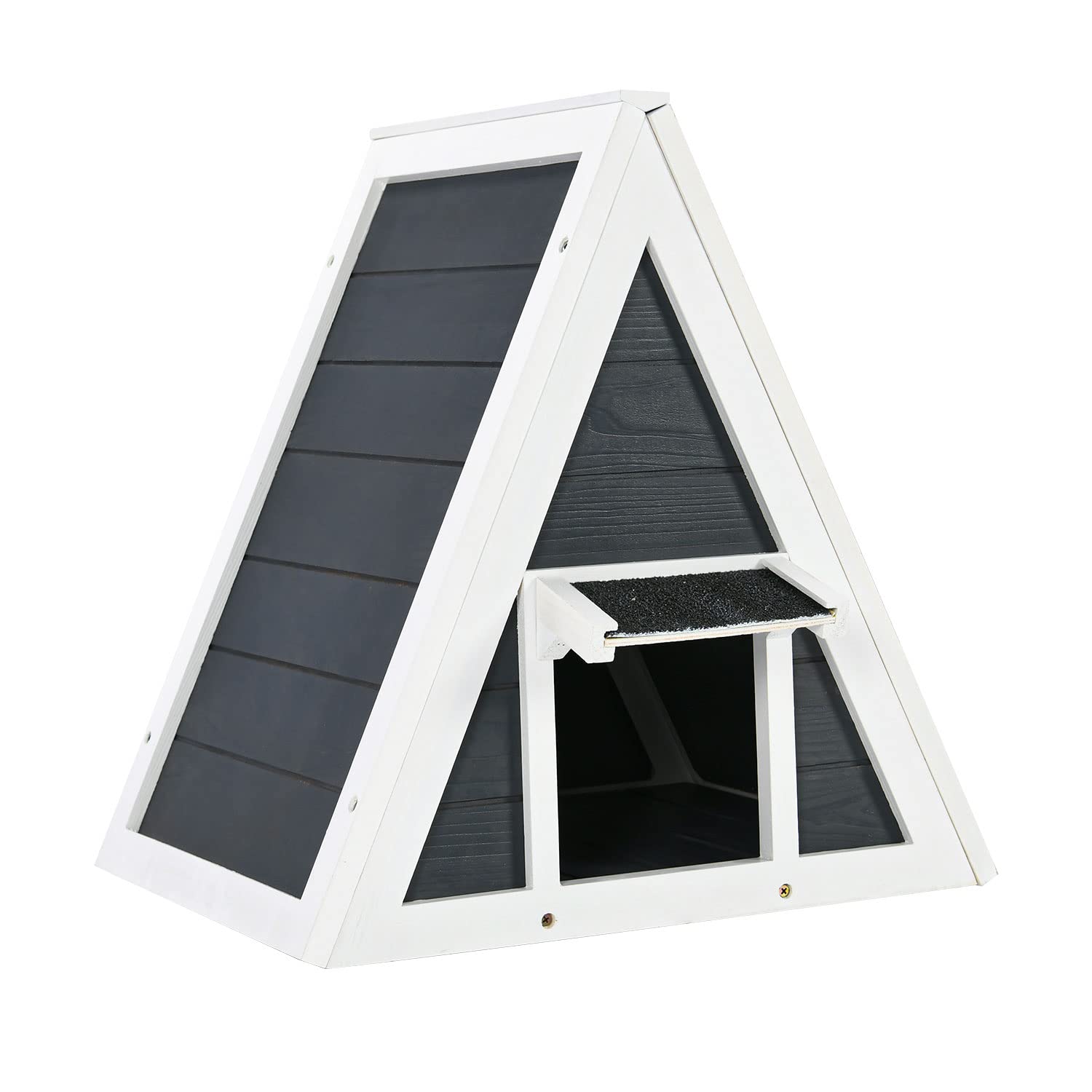 Waterproof Wooden Cat House with Escape Door - Insulated Outdoor Feral Cat Shelter, Rabbit Hutch & Small Animal Habitat for Winter Protection (Perfect for Backyard, Garden & Patio Use)