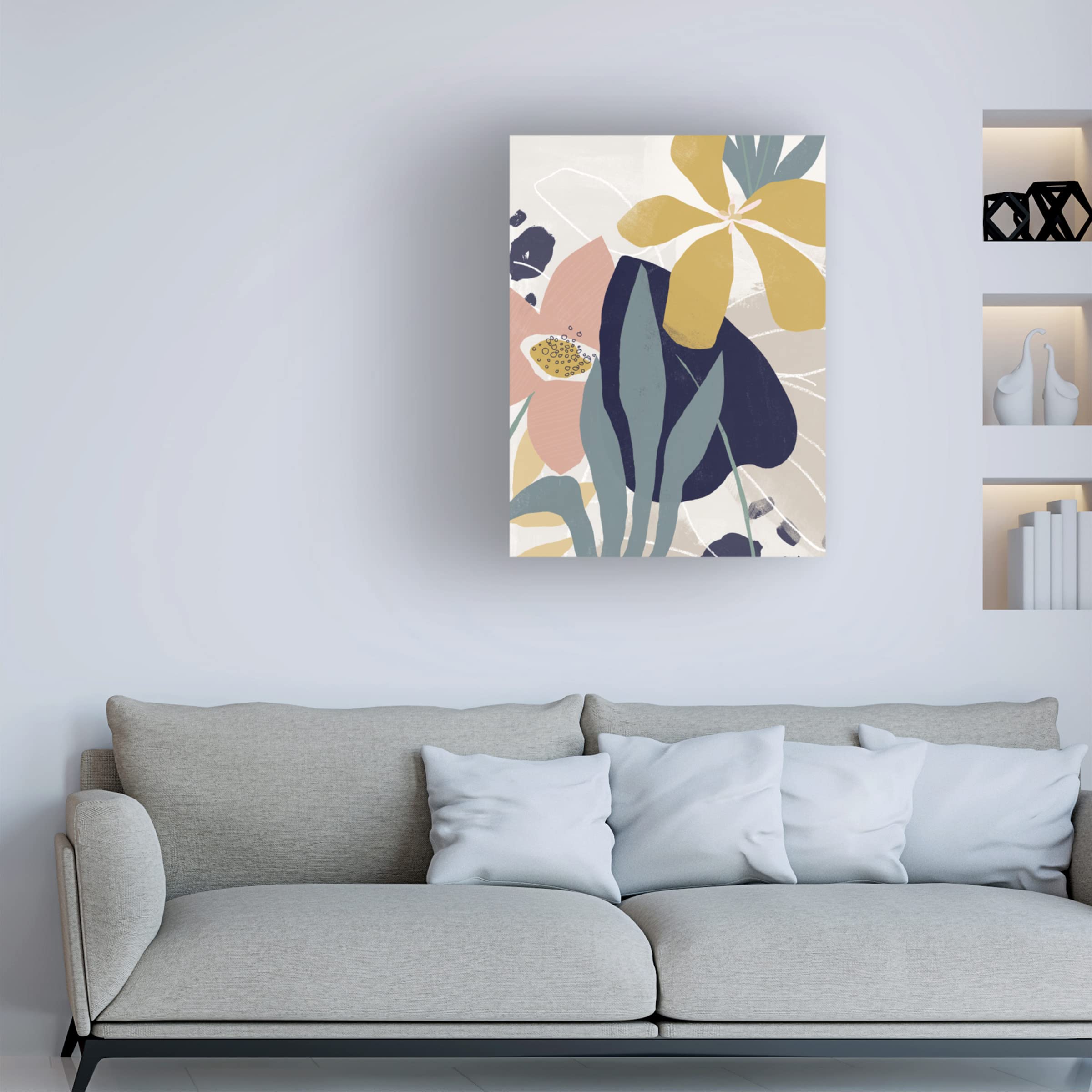 Trademark Fine Art 'Paper Garden I' Canvas Art Print by June Erica Vess - Floral Wall Decor for Living Room, Bedroom & Office