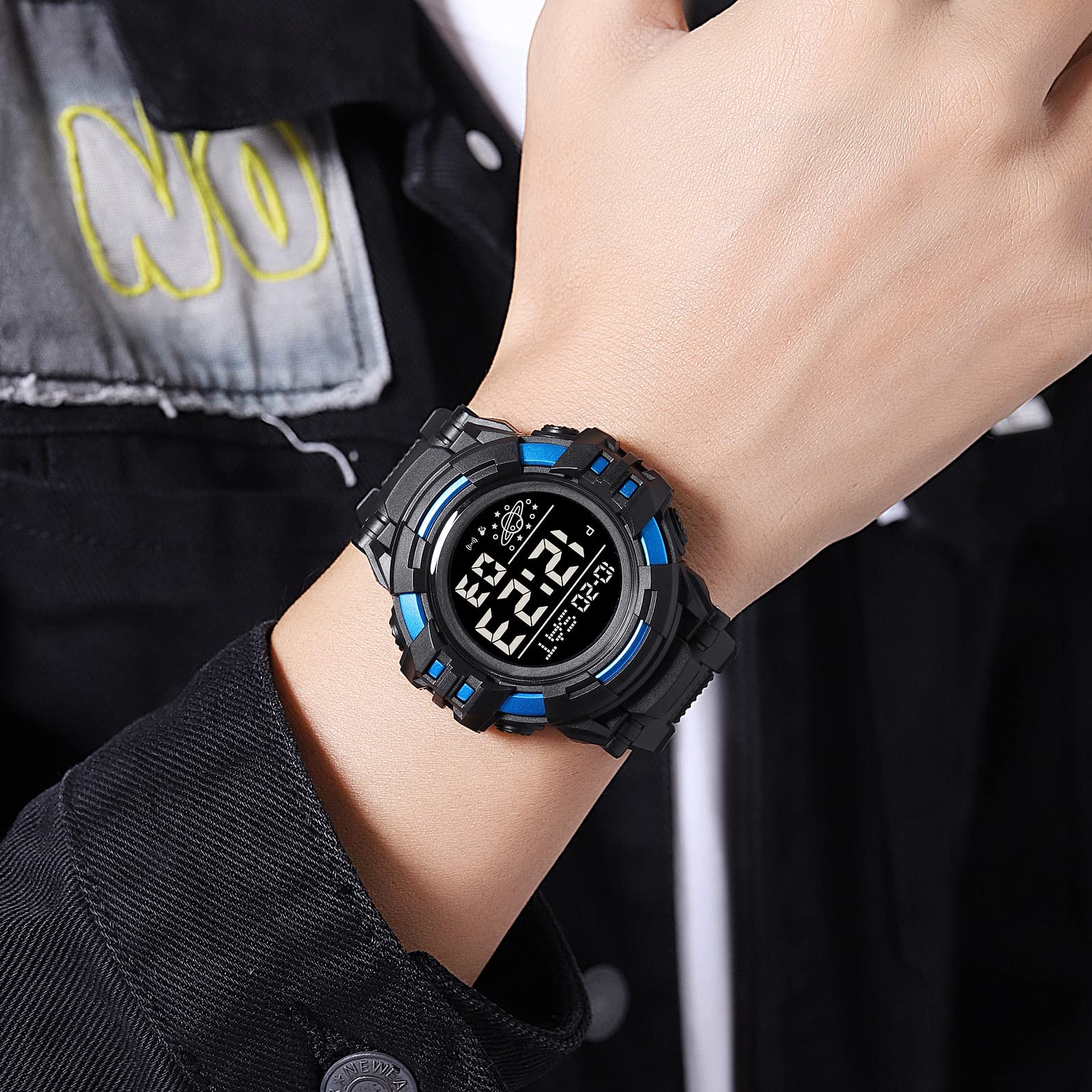 Gosasa Men's Digital Sports Watch - Waterproof LED Stopwatch with Countdown, 12/24 Hour Display & Multifunction for Running, Gym, Outdoor Activities | Perfect for Athletes & Fitness Enthusiasts