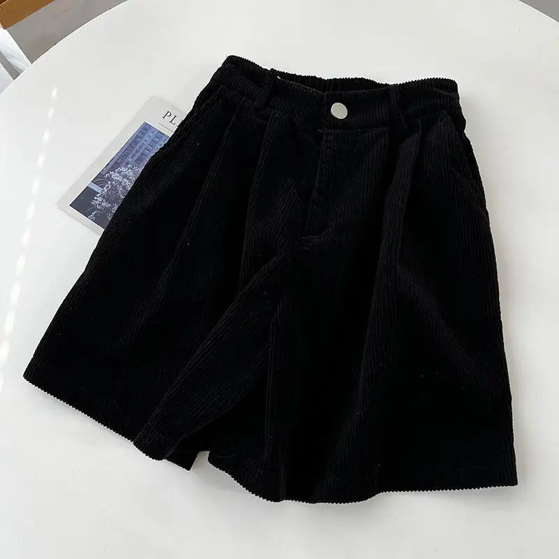 2023 Women's High Waist Oversized Corduroy Shorts - A-Line Wide Leg Casual Pants for Autumn/Winter | Perfect for Streetwear, Office & Weekend Outfits