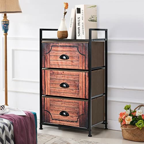 Safeplus 3-Drawer Fabric Dresser Storage Organizer - Sturdy Metal Frame with Wood Top & Easy-Pull Fabric Bins for Clothes, Toys, Bedroom & Nursery Organization | Space-Saving Closet Shelves for Home, Office & Dorm Room