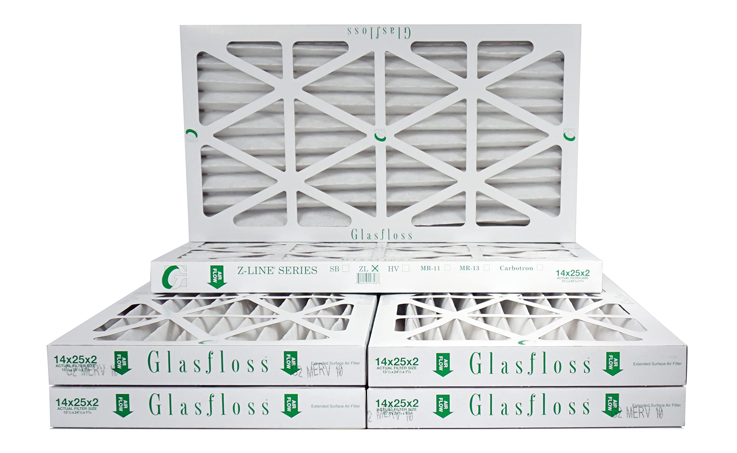Glasfloss 14x36x2-2 Inch MERV 10 Air Filter (6-Pack) - Premium HVAC & Furnace Filters for Home & Office - Made in USA - Ideal for Allergies, Dust Control & Air Purification