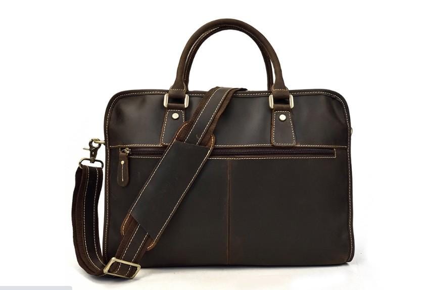 Premium Dark Brown Genuine Leather Laptop Bag for Men - Stylish & Durable Business Briefcase for Work, Office & Travel