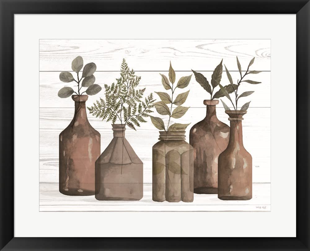 Framed Art Print - Cindy Jacobs Cappuccino Bottles II Wall Decor, Black Frame 28x23 Inches - Perfect for Living Room, Bedroom & Office