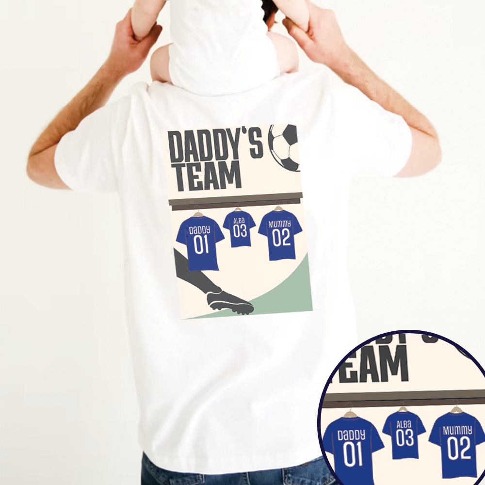 Blue Daddy's Team Poster Graphic T-Shirt - Cool Vintage Style Cotton Tee for Men - Perfect for Sports Fans, Casual Wear & Gifts