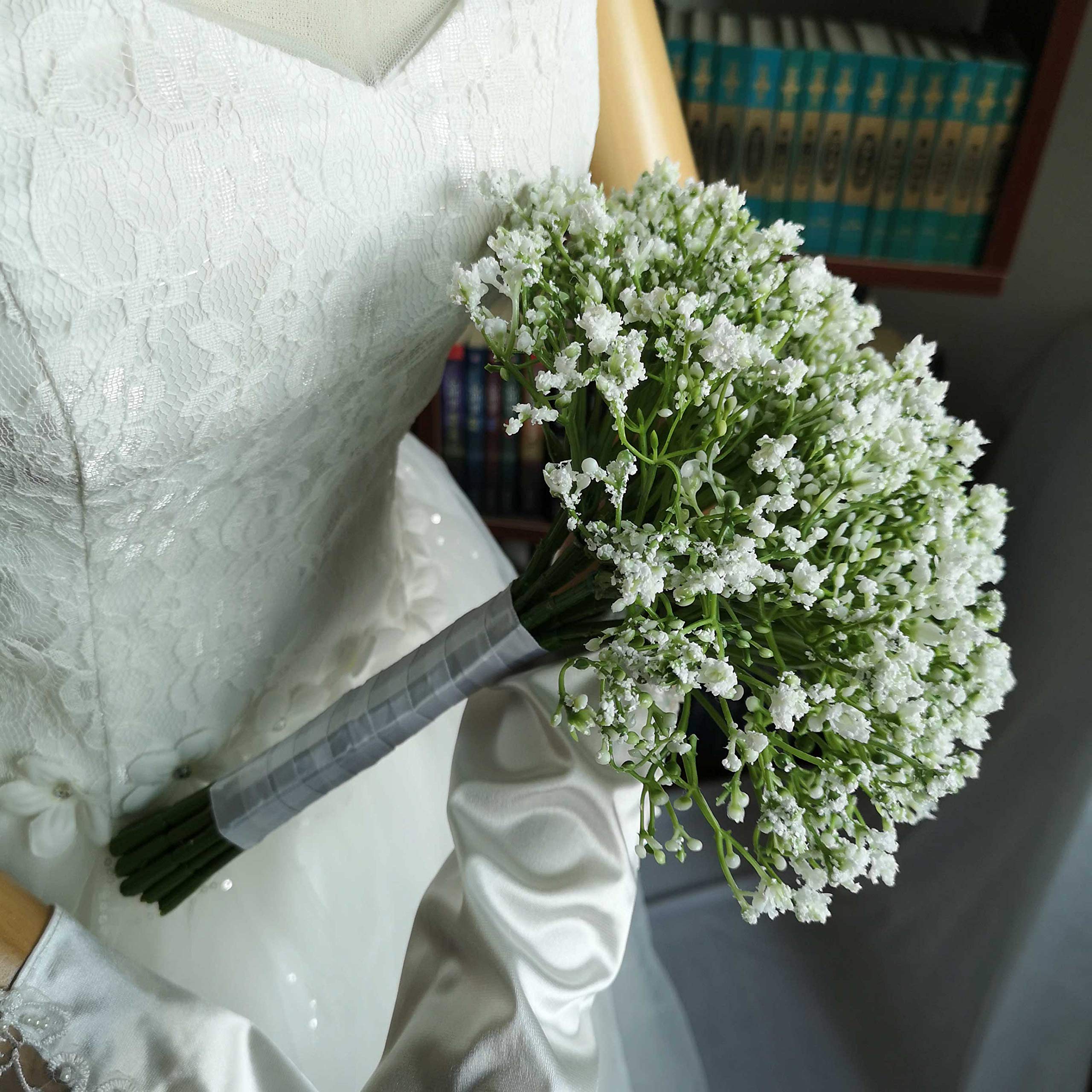 Silk Rose Baby's Breath Berry Wedding Bouquet - Cream Artificial Flowers for Bridal Bouquets, Centerpieces, Home Decor & Wedding Decorations
