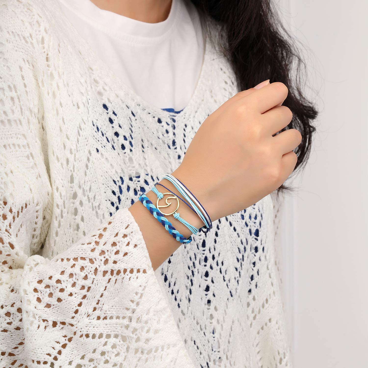 Starain Adjustable Braided Surf Bracelets for Women - Waterproof Boho Handmade Wave String Bracelet Set - Perfect for Beach, Surfing, Yoga & Summer Fashion Accessories