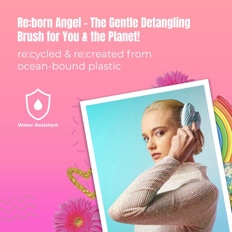 Tangle Angel REBORN Detangling Hair Brush - Eco-Friendly Hairbrush for All Hair Types | Ice Blue | Perfect for Wet/Dry Hair, Travel & Styling