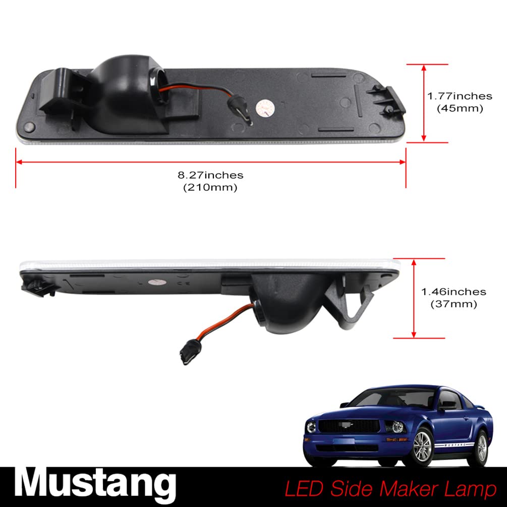 NJSBYL LED Side Marker Lights for Ford Mustang 2005-2009 - Red Rear Turn Signal Lamps with Clear Lens (Left/Right Pair) - Easy Installation & Durable Replacement for Enhanced Night Driving Safety