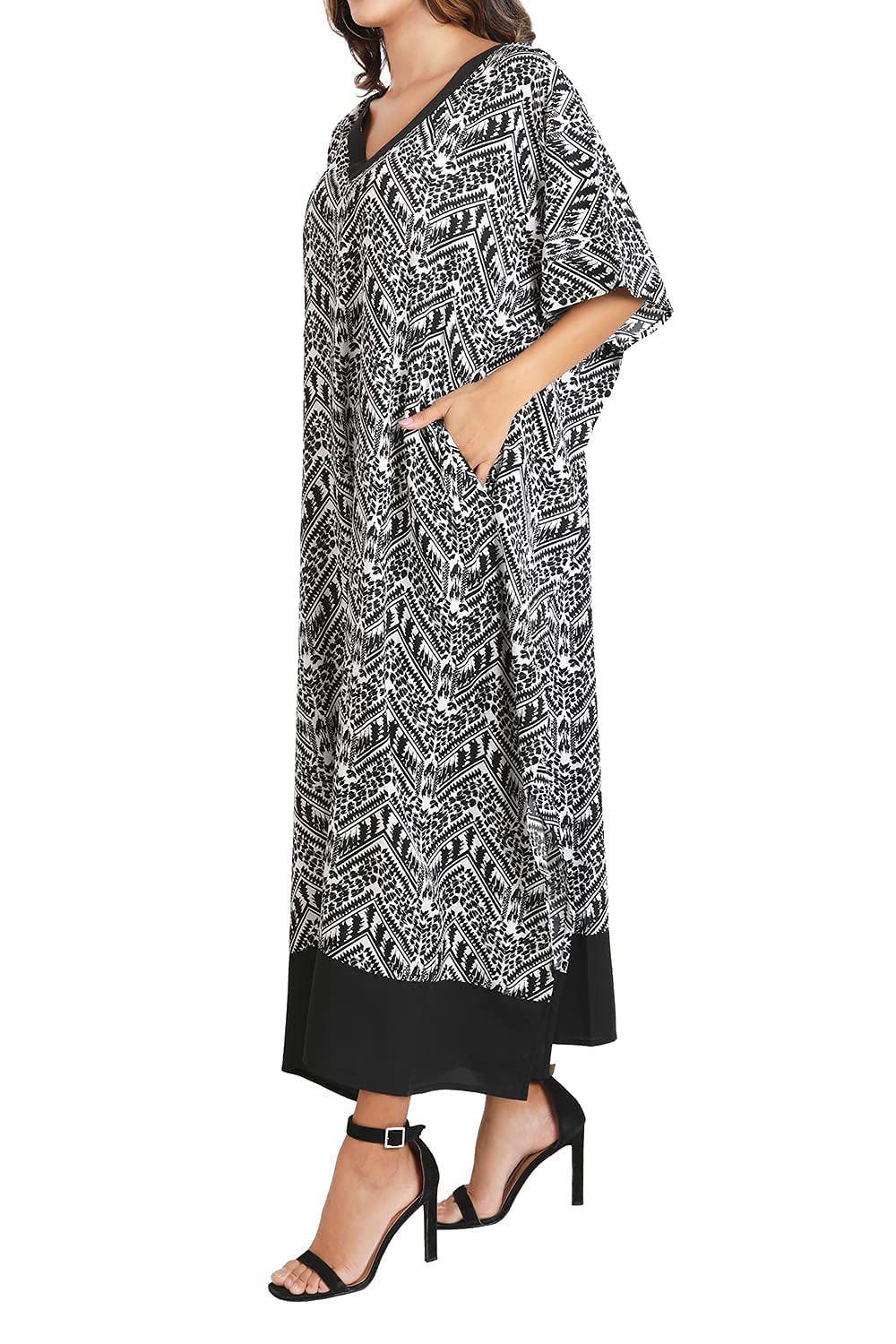 Miss Lavish London Women's Kaftan Tunic Kimono Maxi Dress - Flowy Summer Beach Cover Up Dress for Women Plus Size 1X-5X | Perfect for Vacations, Pool Parties & Boho Outfits