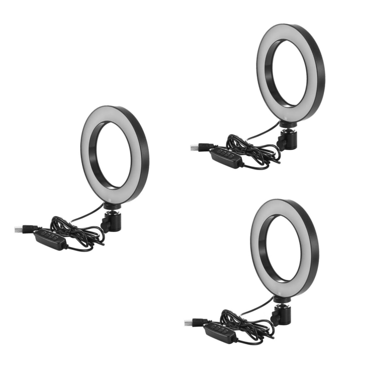 Mikikit 3-Piece LED Ring Fill Light Kit - Dimmable Vanity Lighting for Live Streaming, YouTube Videos, Photography & Makeup Studio (Black) - Perfect for Content Creators, Beauty Vloggers & Professional Photographers