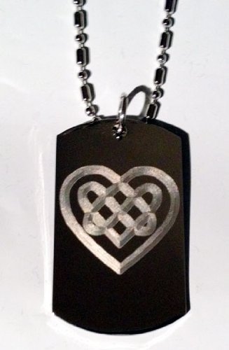 Celtic Irish Knot Heart Tattoo Logo Pendant - Military Dog Tag Necklace, Luggage ID Tag & Keychain Set for Men Women | Irish Heritage Jewelry Gift for St. Patrick's Day, Wedding & Travel Accessories