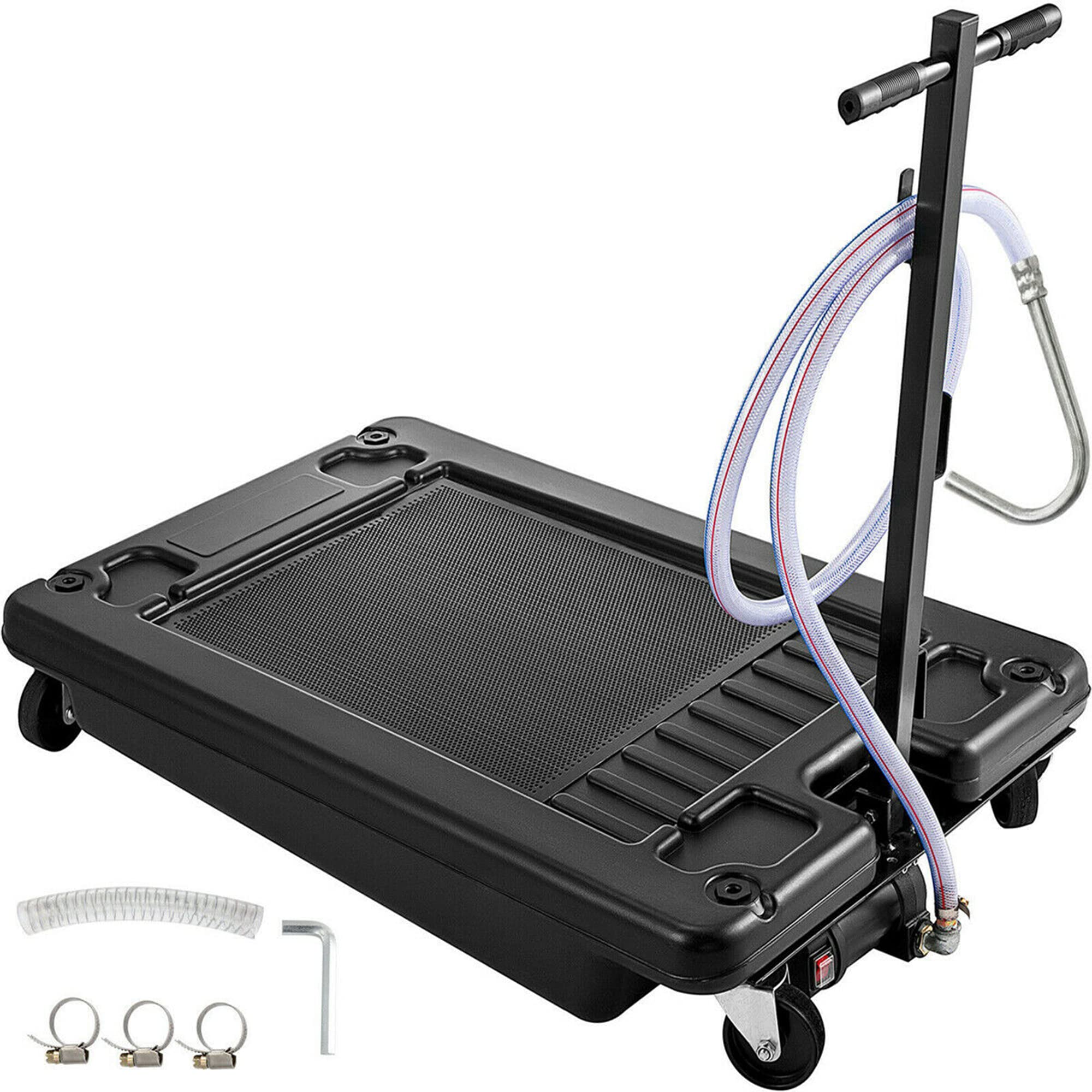 WIILAYOK 17-Gallon Oil Drain Pan with Electric Pump - Low Profile Oil Change Pan with T-Handle for Easy Draining - Perfect for DIY Car Maintenance, Garage Use & Quick Oil Changes