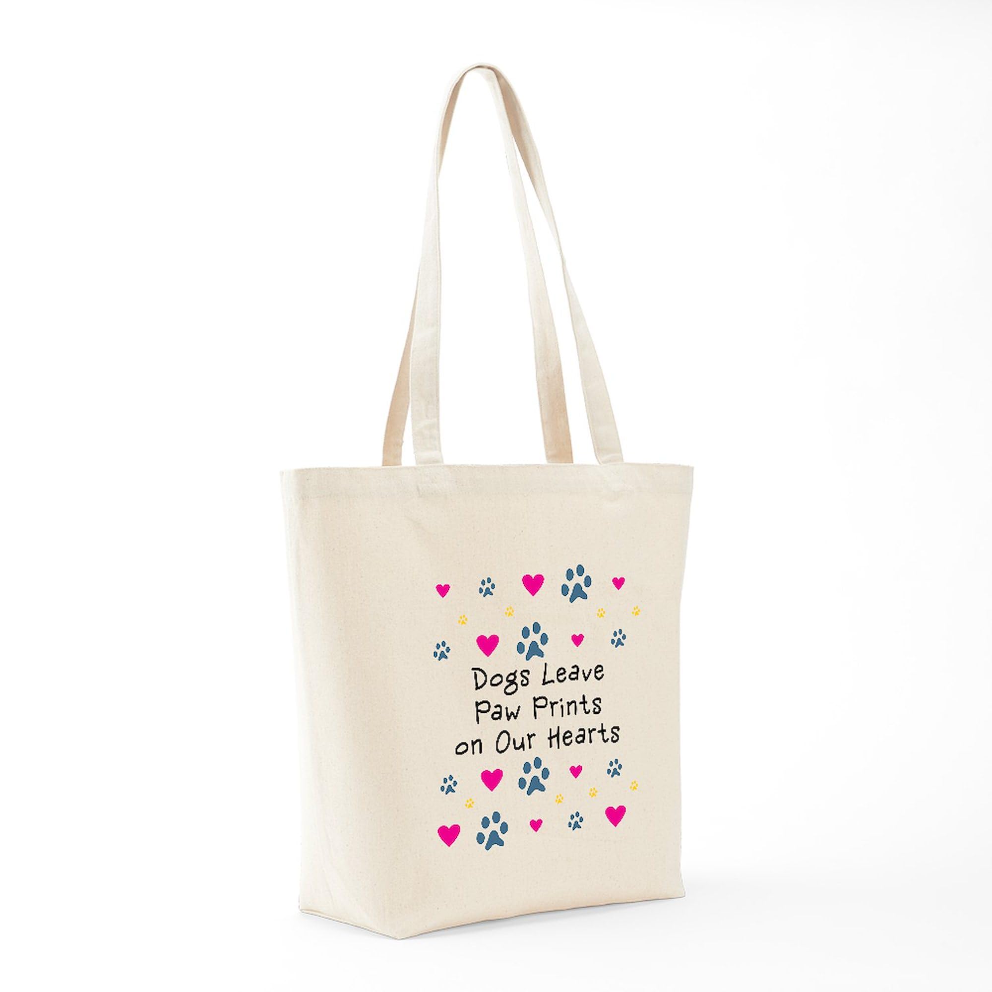 Dogs Leave Paw Prints Tote Bag - Natural Canvas Reusable Shopping Bag for Groceries, Beach & Everyday Use