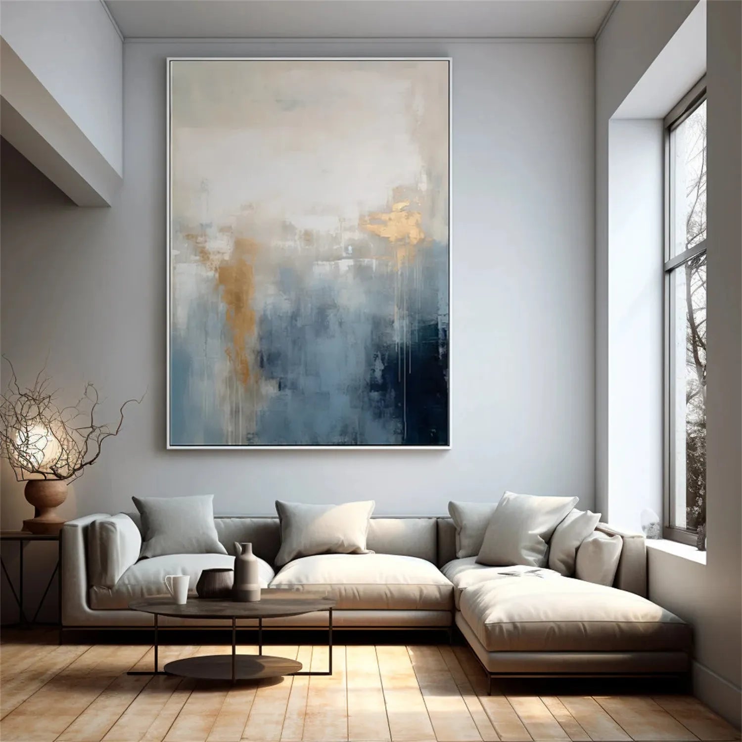 Custom Size Abstract Painting #AB 159 - Handmade Modern Wall Art for Living Room, Bedroom & Office Decor