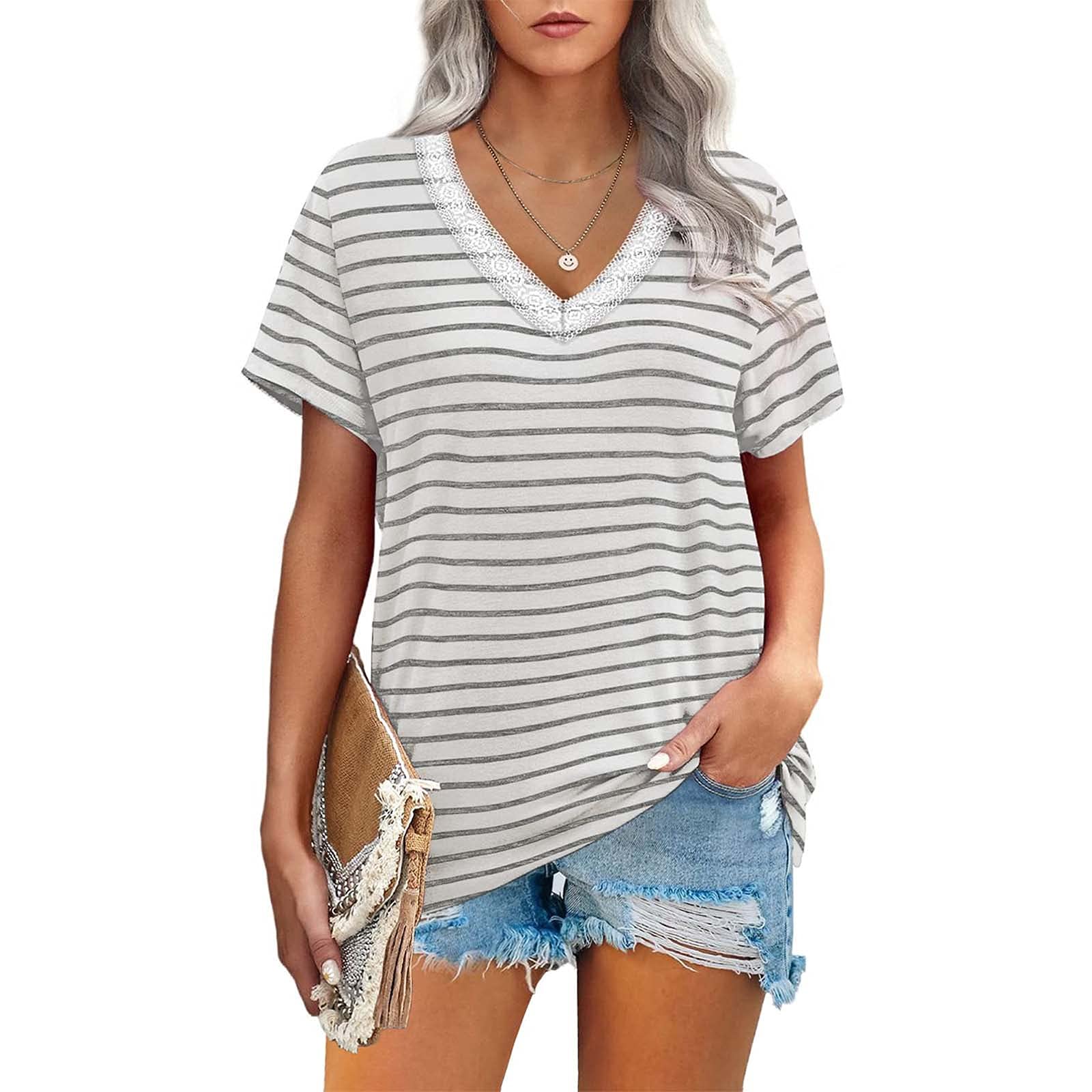KAMEMIR Women's Summer Tops - Casual Short Sleeve Printed T-Shirts | Basic Comfy Tees for Everyday Wear | Perfect for Beach, Shopping & Date Nights