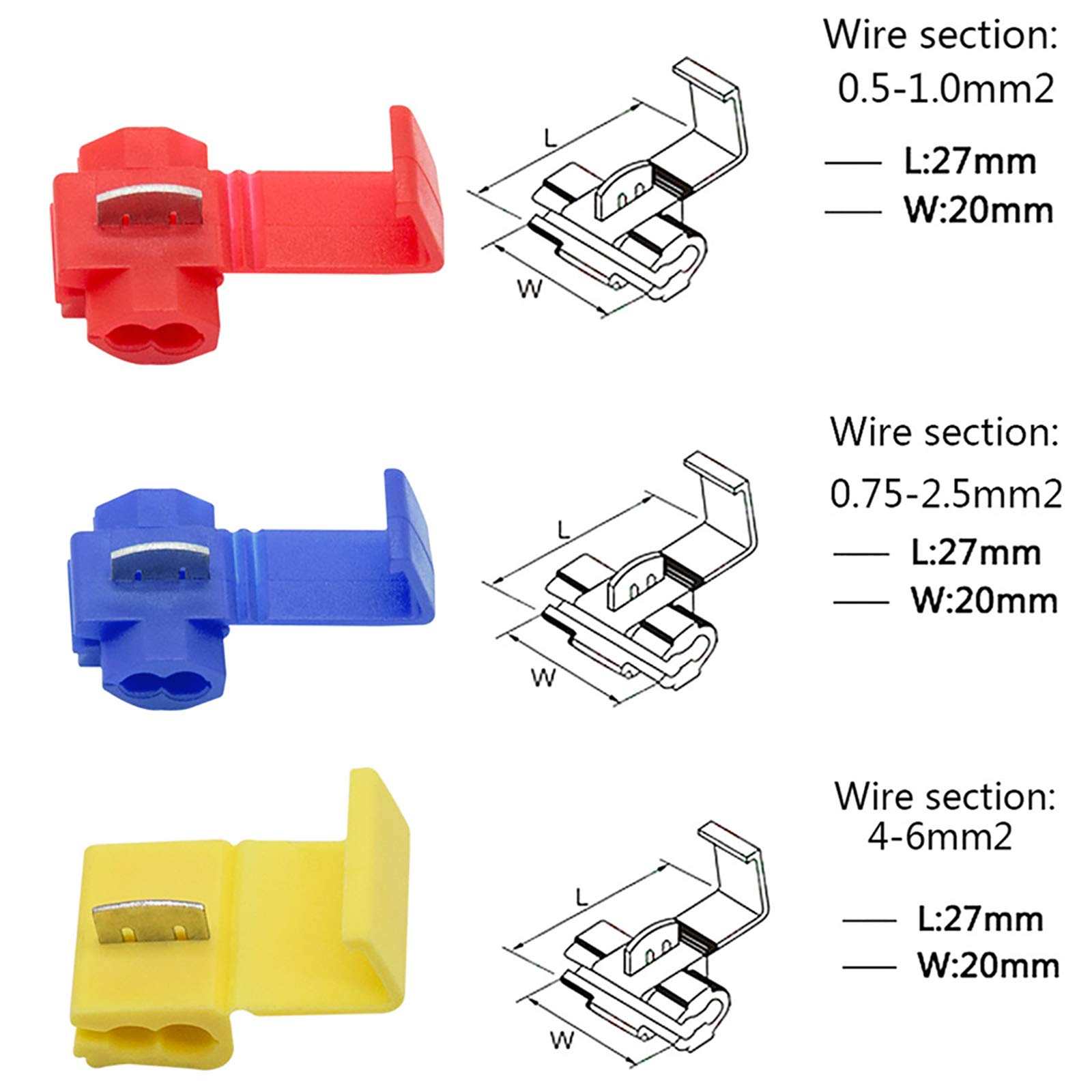 50PCS Quick Splice Wire Connectors - 14-16 Gauge Locking Solderless Inline Tap Crimp Connectors for Automotive, Marine & Home Electrical Wiring (Blue) - Easy DIY Electrical Repairs & Wire Extensions
