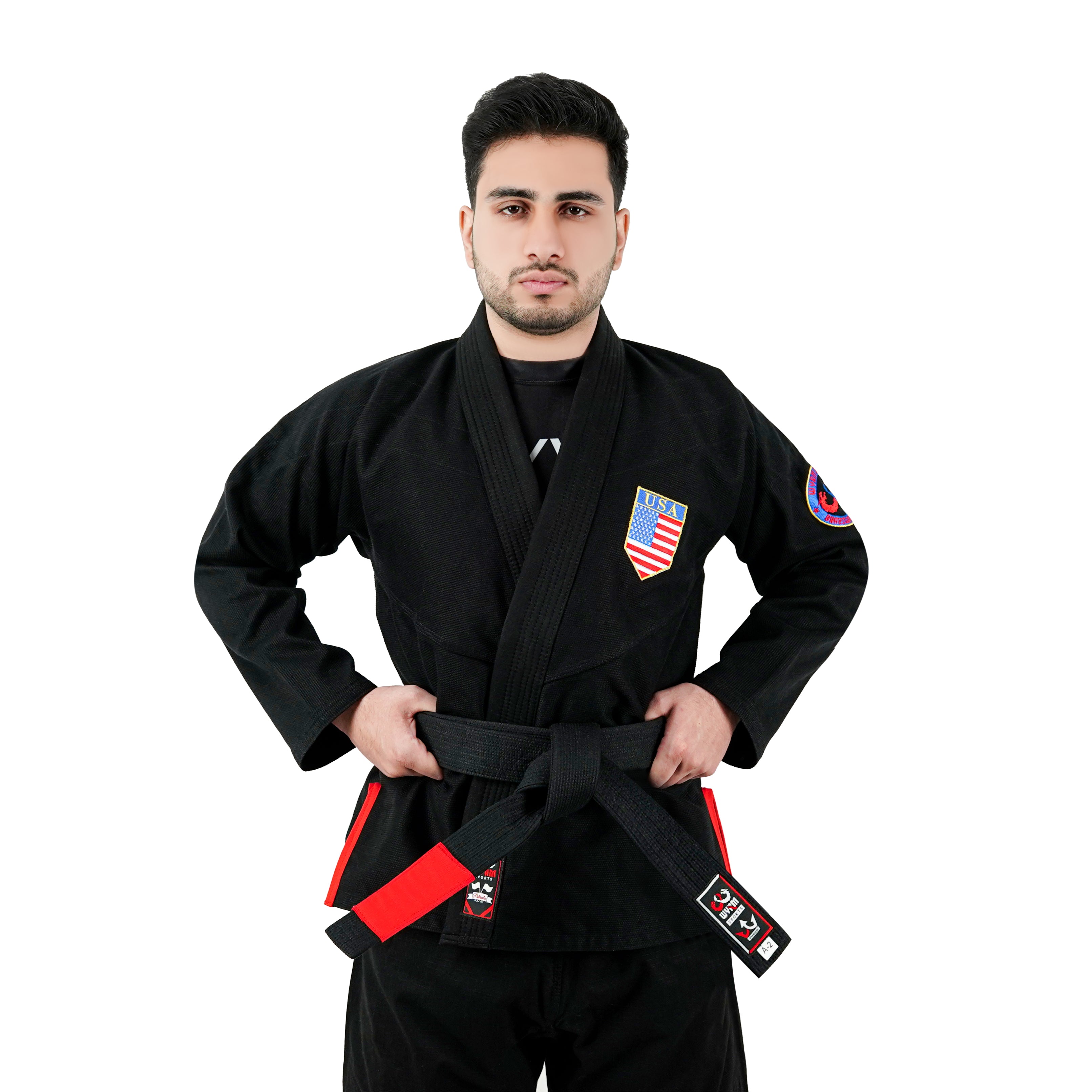 Premium American Black Brazilian Jiu Jitsu Gi with Built-in Rash Guard - Lightweight & Durable BJJ Uniform for Training, Competition & MMA Fighting