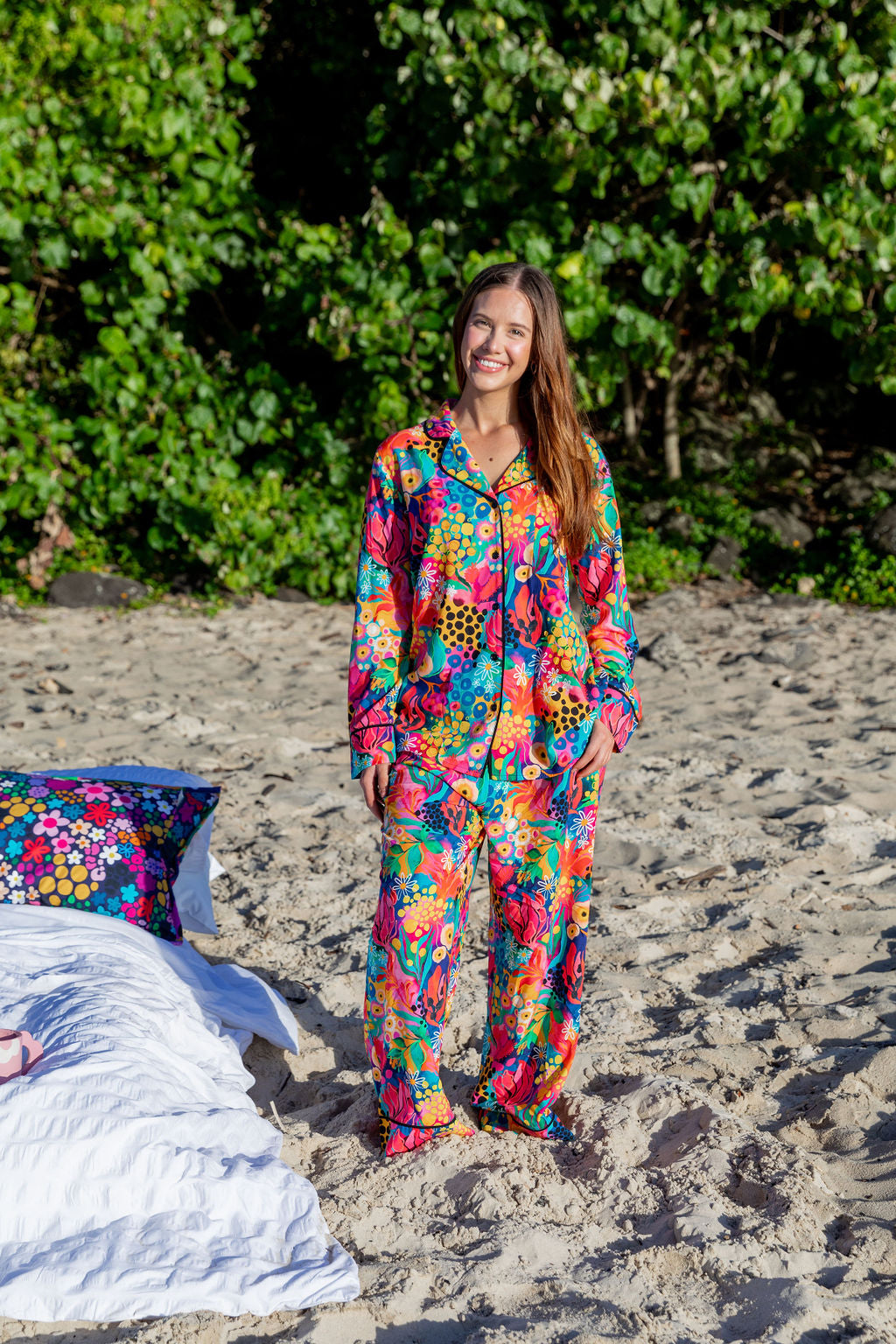 Kasey Rainbow Sundown LS Shirt & Pant Sleepwear Set - Cozy Matching Pajamas for Women | Perfect for Lounging, Sleepovers & Relaxing at Home